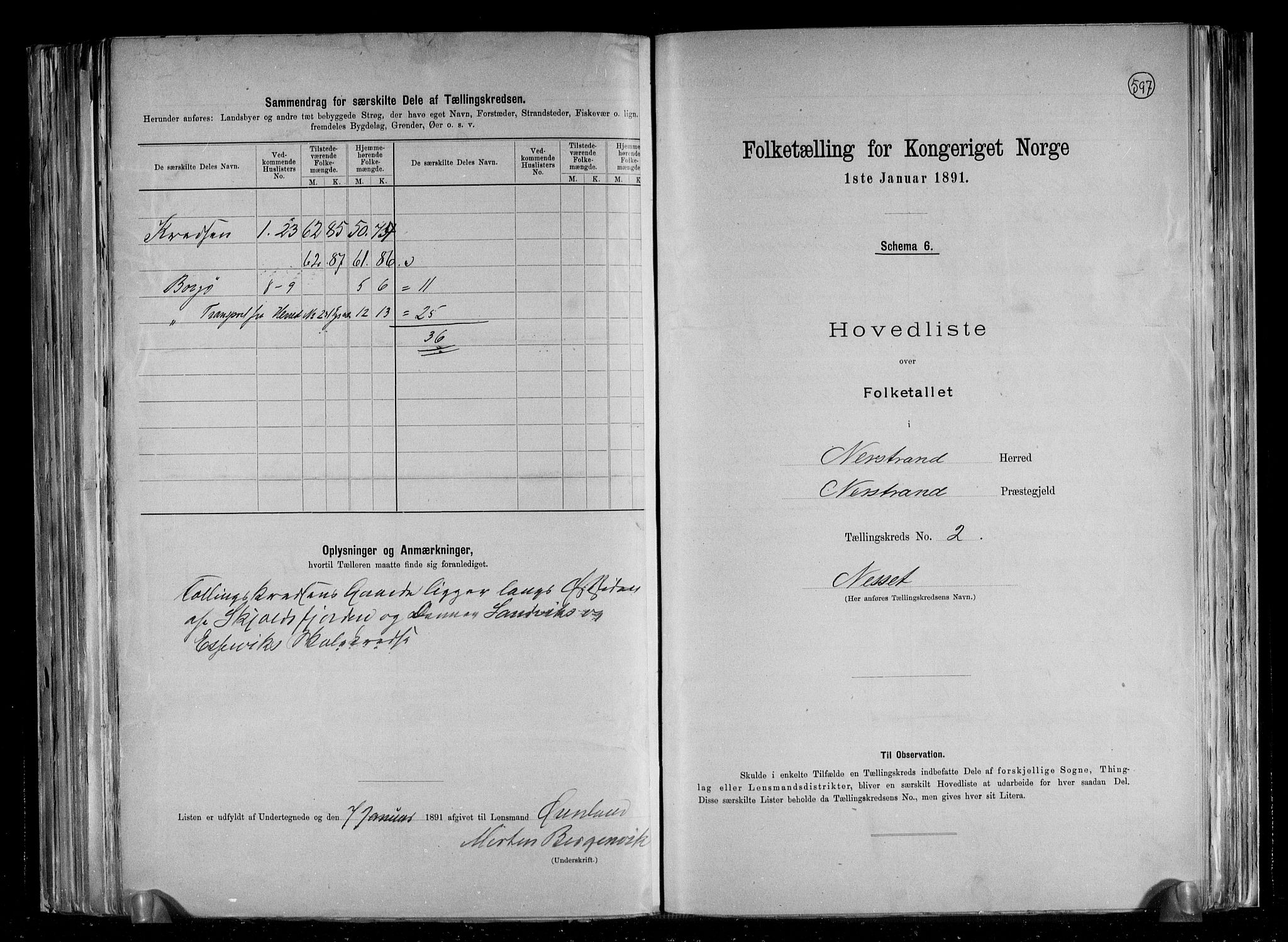 RA, 1891 census for 1139 Nedstrand, 1891, p. 7