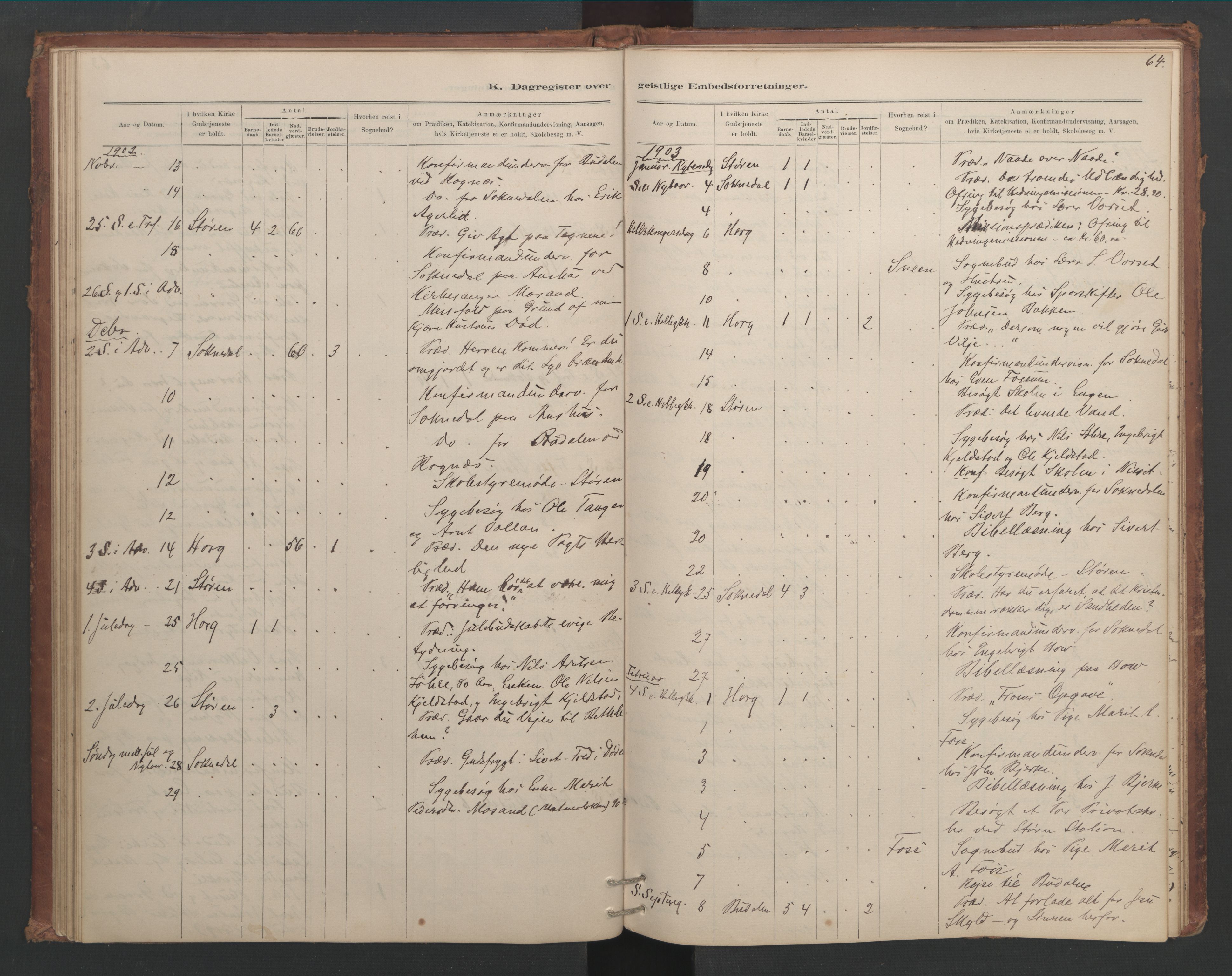 Ministerialprotokoller, klokkerbøker og fødselsregistre - Sør-Trøndelag, AV/SAT-A-1456/687/L1012: Diary records no. 687B01, 1887-1914, p. 64
