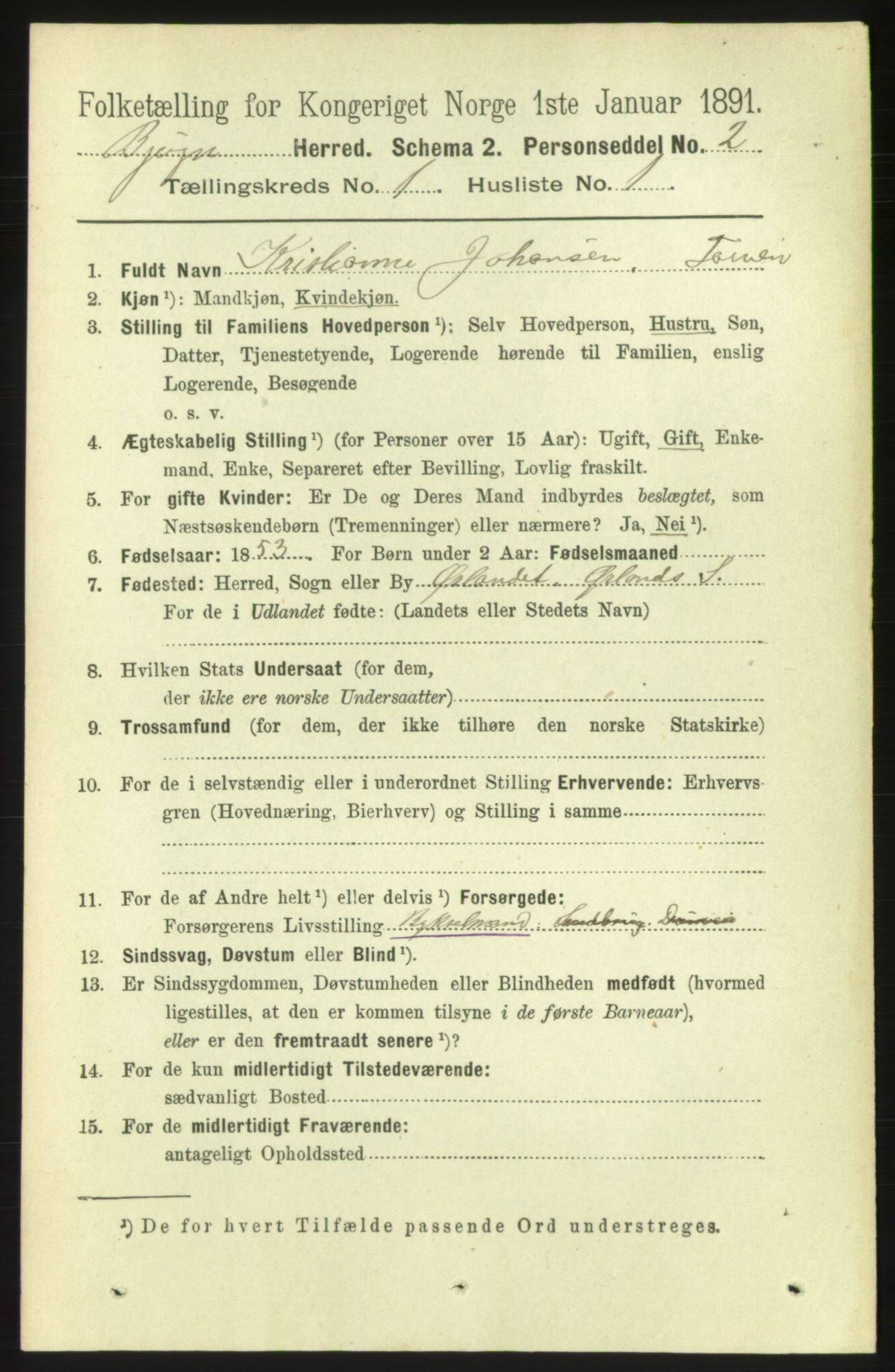 RA, 1891 census for 1627 Bjugn, 1891, p. 68