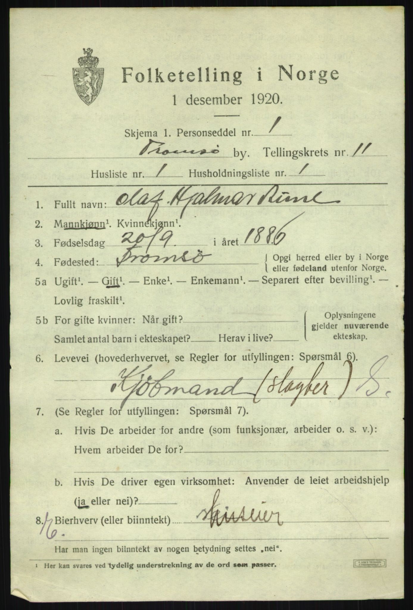 SATØ, 1920 census for Tromsø, 1920, p. 21841