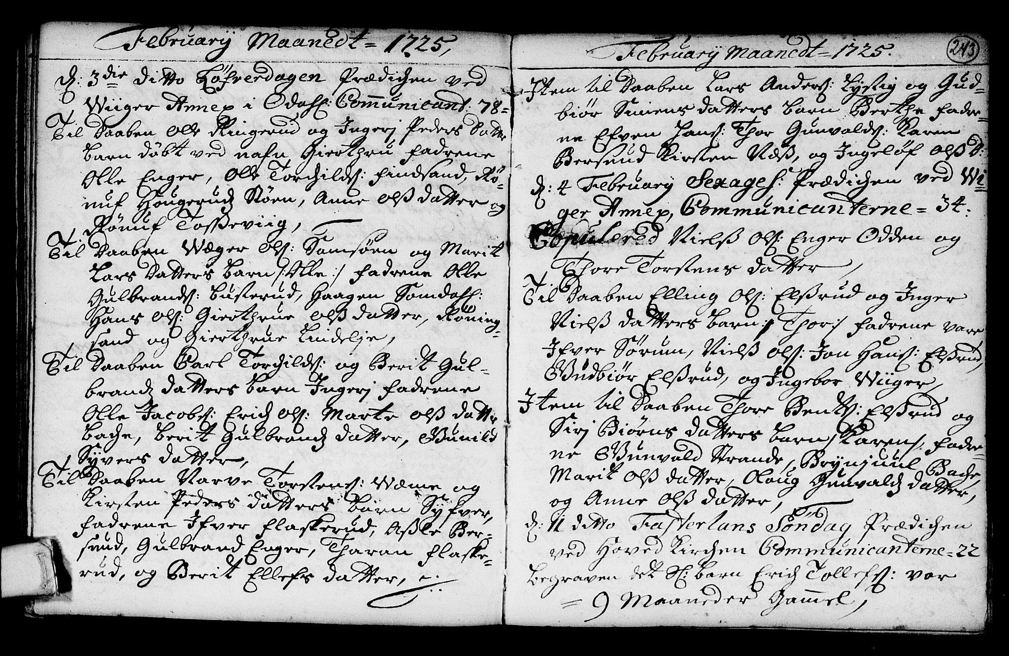 Norderhov kirkebøker, AV/SAKO-A-237/G/Ga/L0001: Parish register (copy) no. I 1, 1717-1725, p. 243