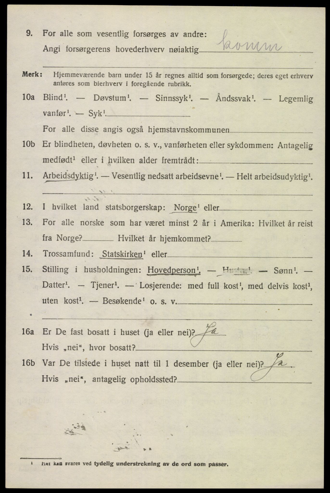 SAK, 1920 census for Åmli, 1920, p. 1416