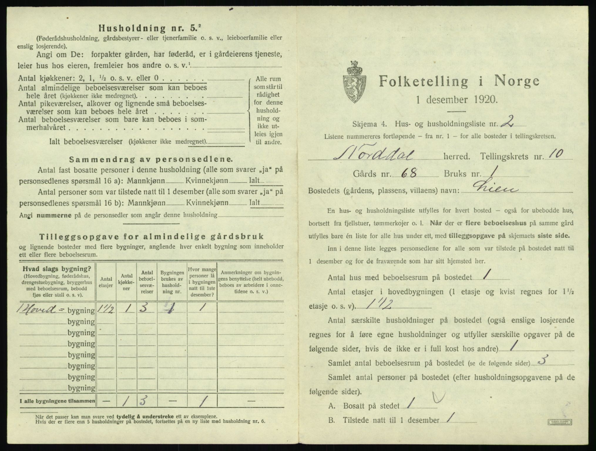 SAT, 1920 census for Norddal, 1920, p. 817