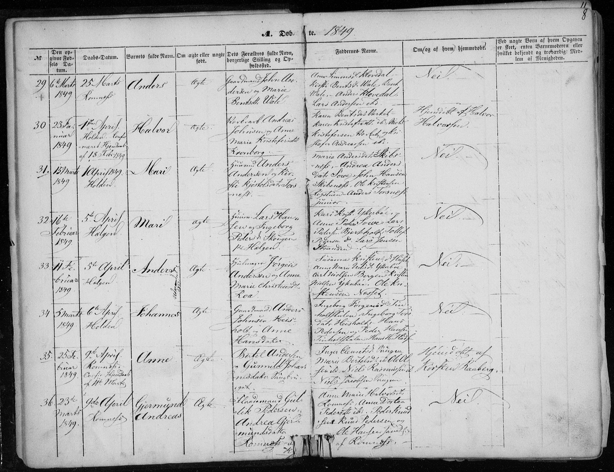 Holla kirkebøker, SAKO/A-272/F/Fa/L0005: Parish register (official) no. 5, 1849-1860, p. 8