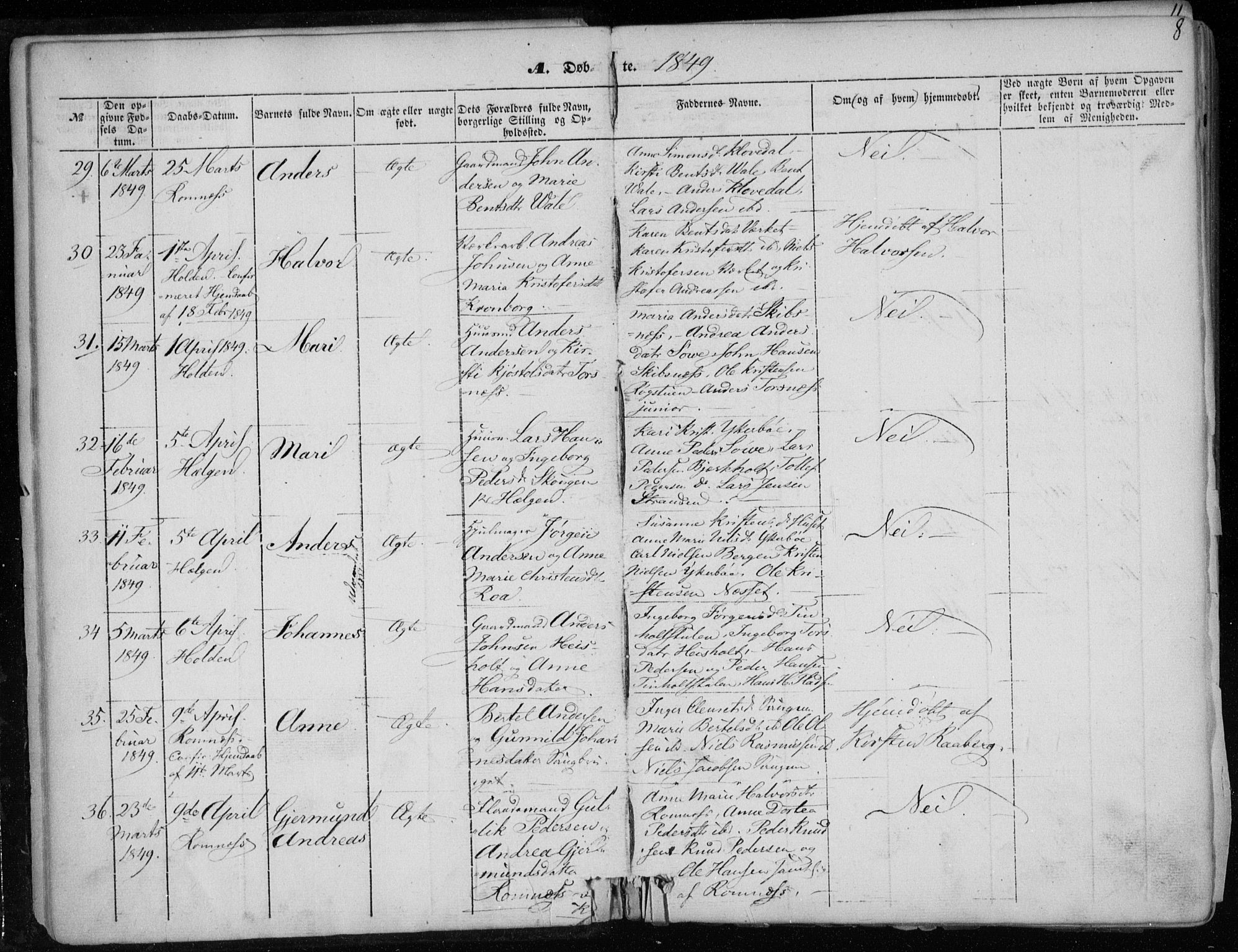 Holla kirkebøker, AV/SAKO-A-272/F/Fa/L0005: Parish register (official) no. 5, 1849-1860, p. 8