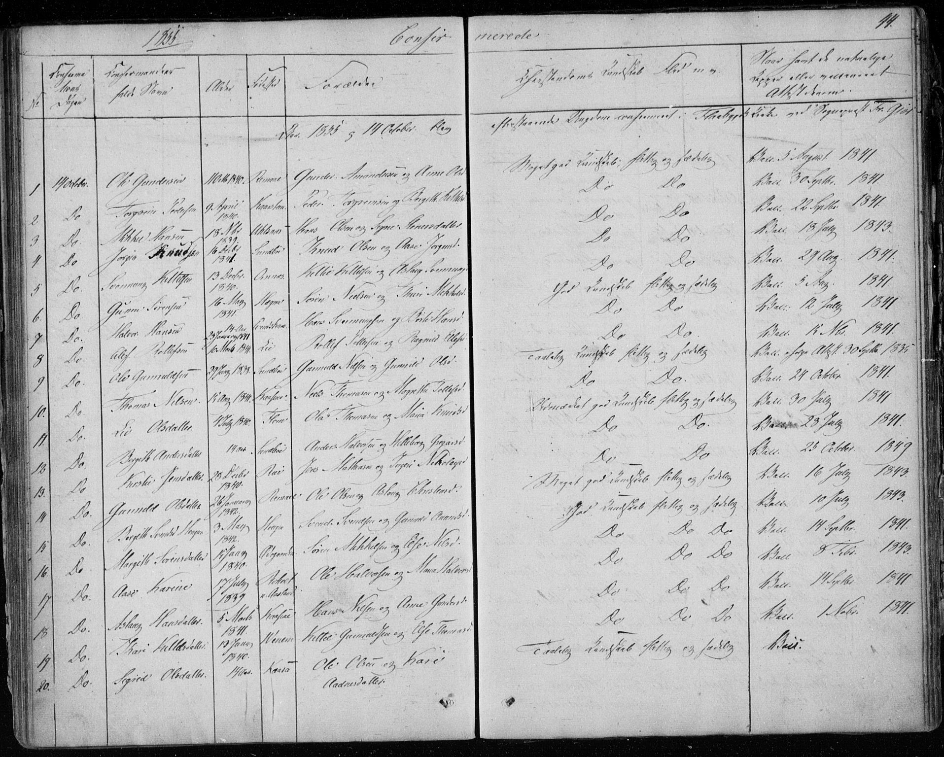 Lunde kirkebøker, AV/SAKO-A-282/F/Fb/L0001: Parish register (official) no. II 1, 1845-1861, p. 44