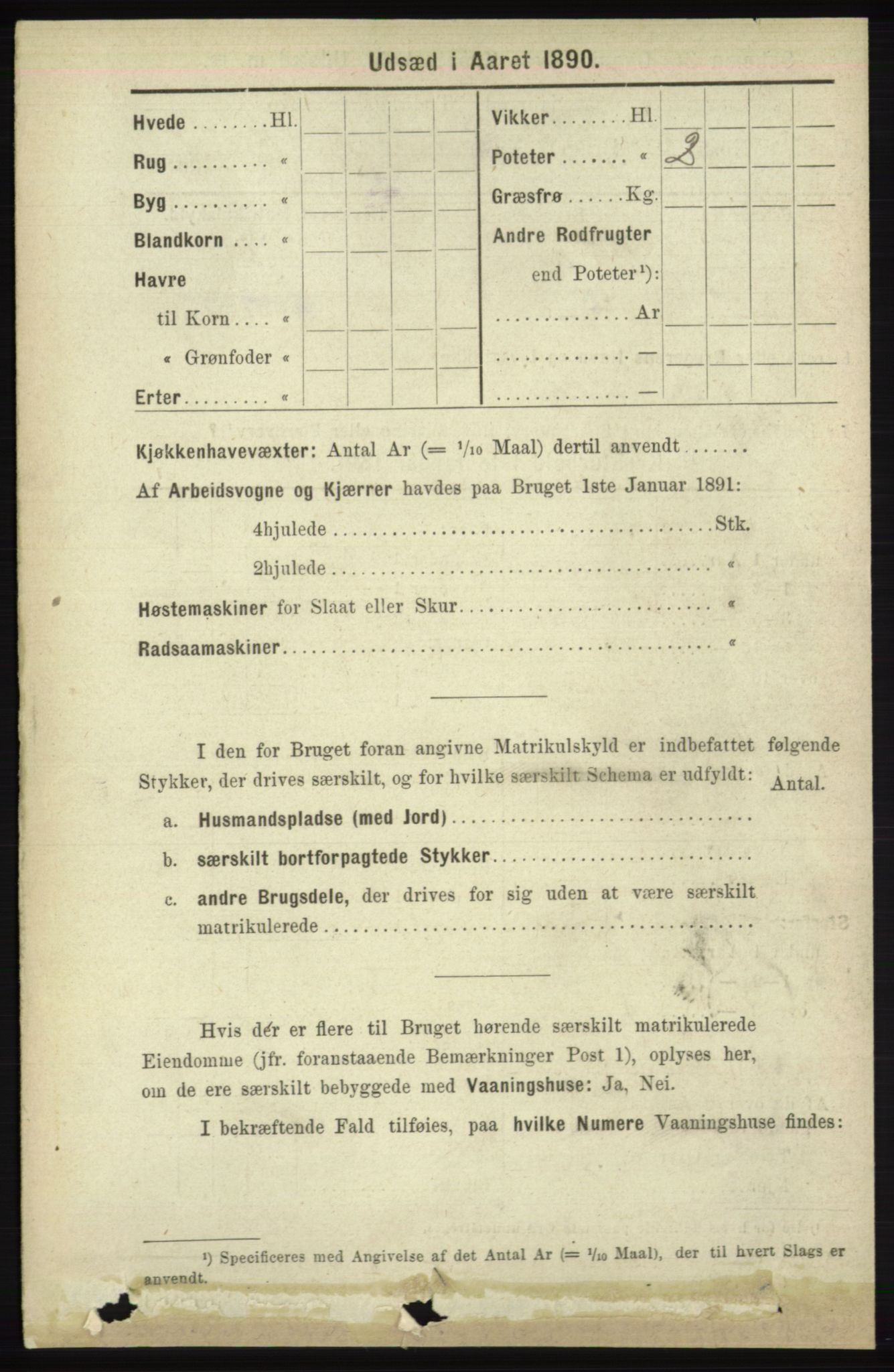 RA, 1891 census for 1041 Vanse, 1891, p. 7957