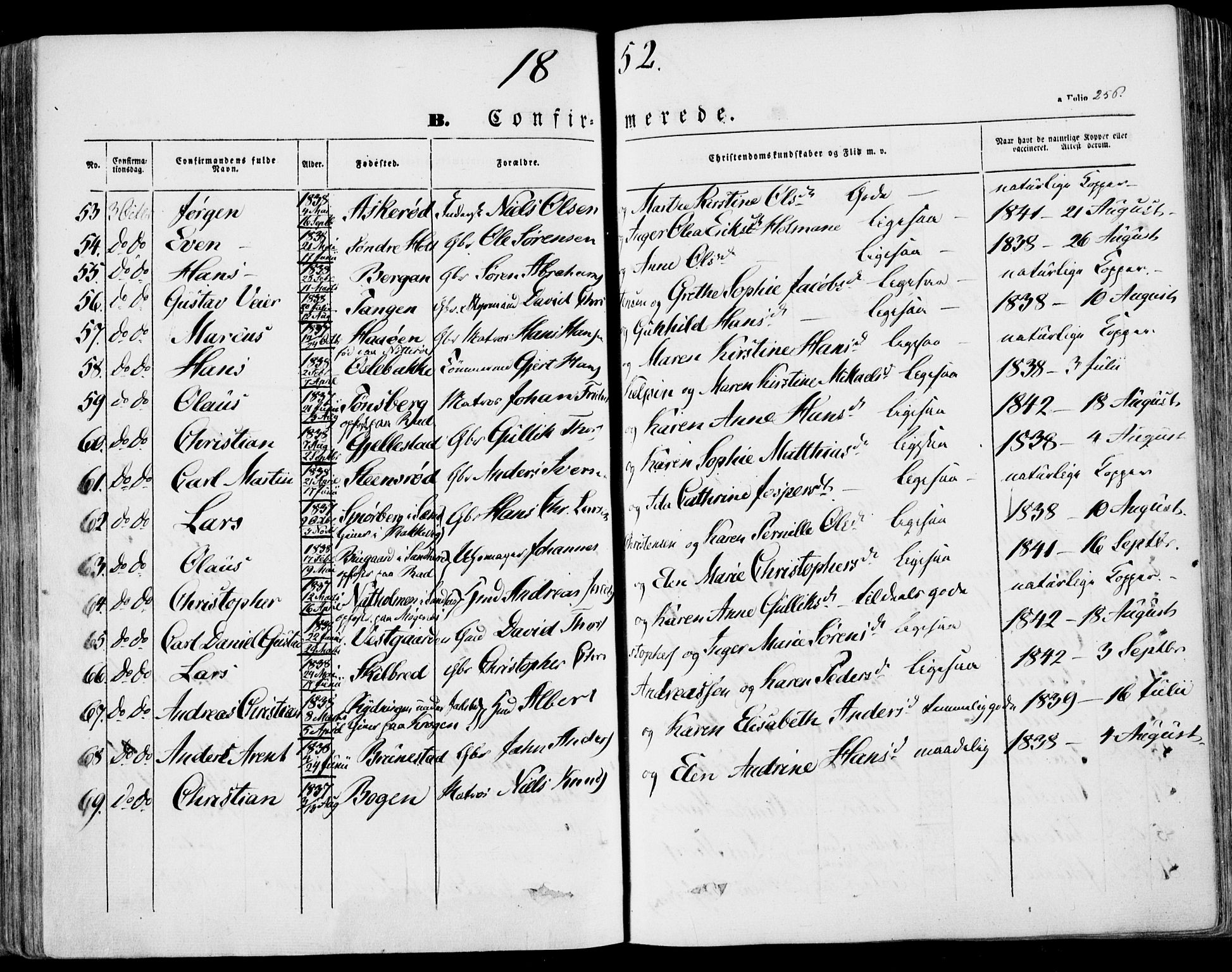 Stokke kirkebøker, AV/SAKO-A-320/F/Fa/L0007: Parish register (official) no. I 7, 1844-1857, p. 256