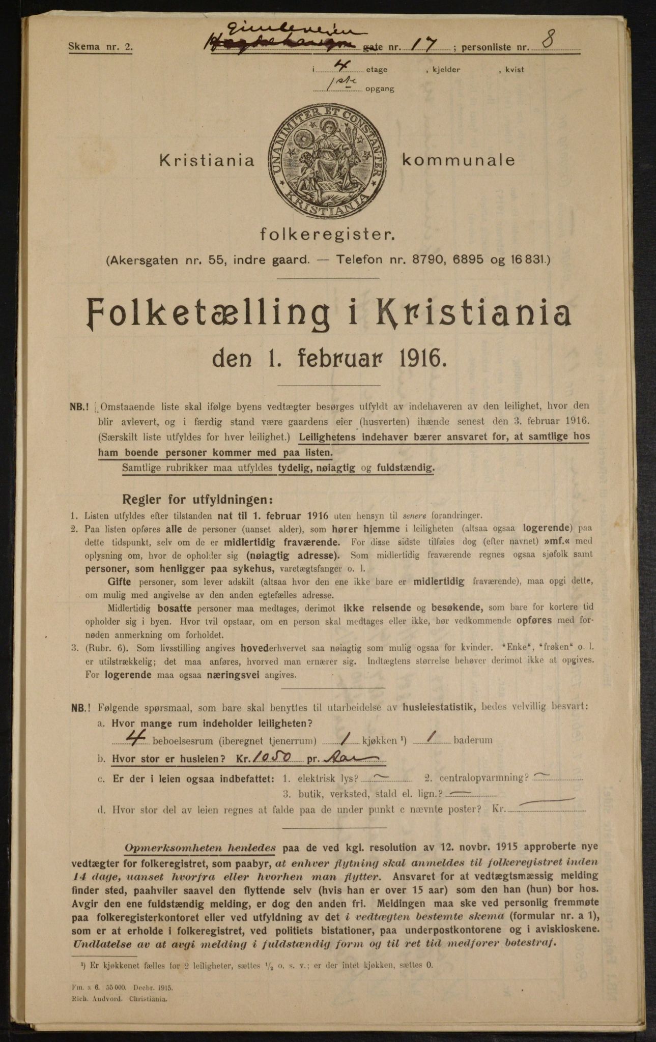 OBA, Municipal Census 1916 for Kristiania, 1916, p. 29751