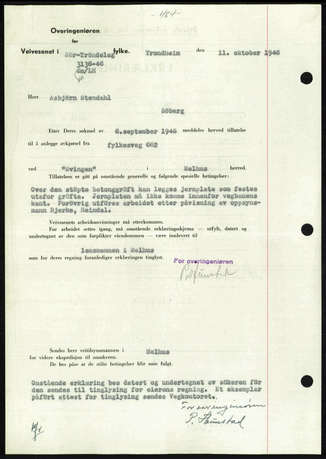 Gauldal sorenskriveri, SAT/A-0014/1/2/2C: Mortgage book no. A2, 1946-1946, Diary no: : 1220/1946