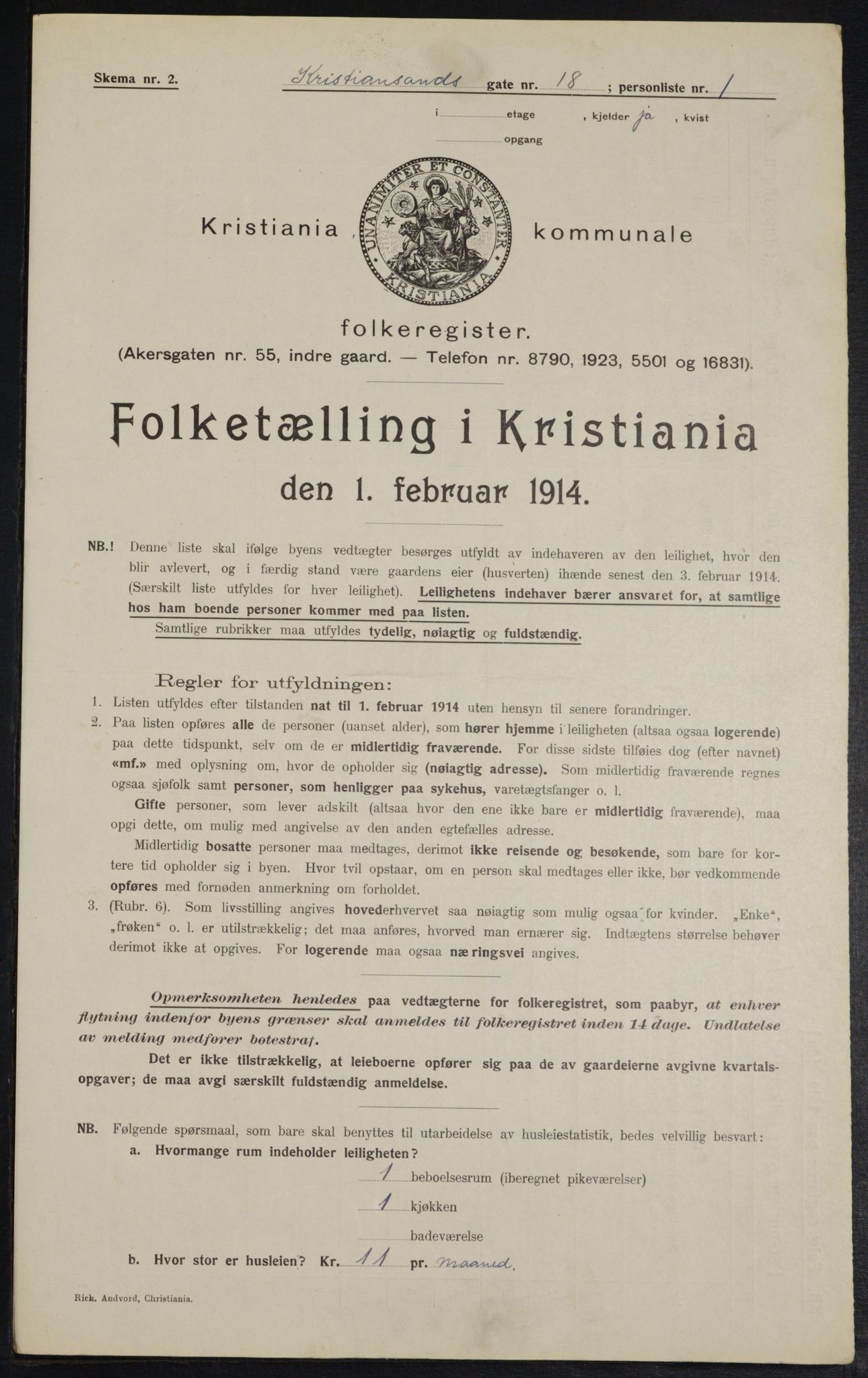 OBA, Municipal Census 1914 for Kristiania, 1914, p. 54388