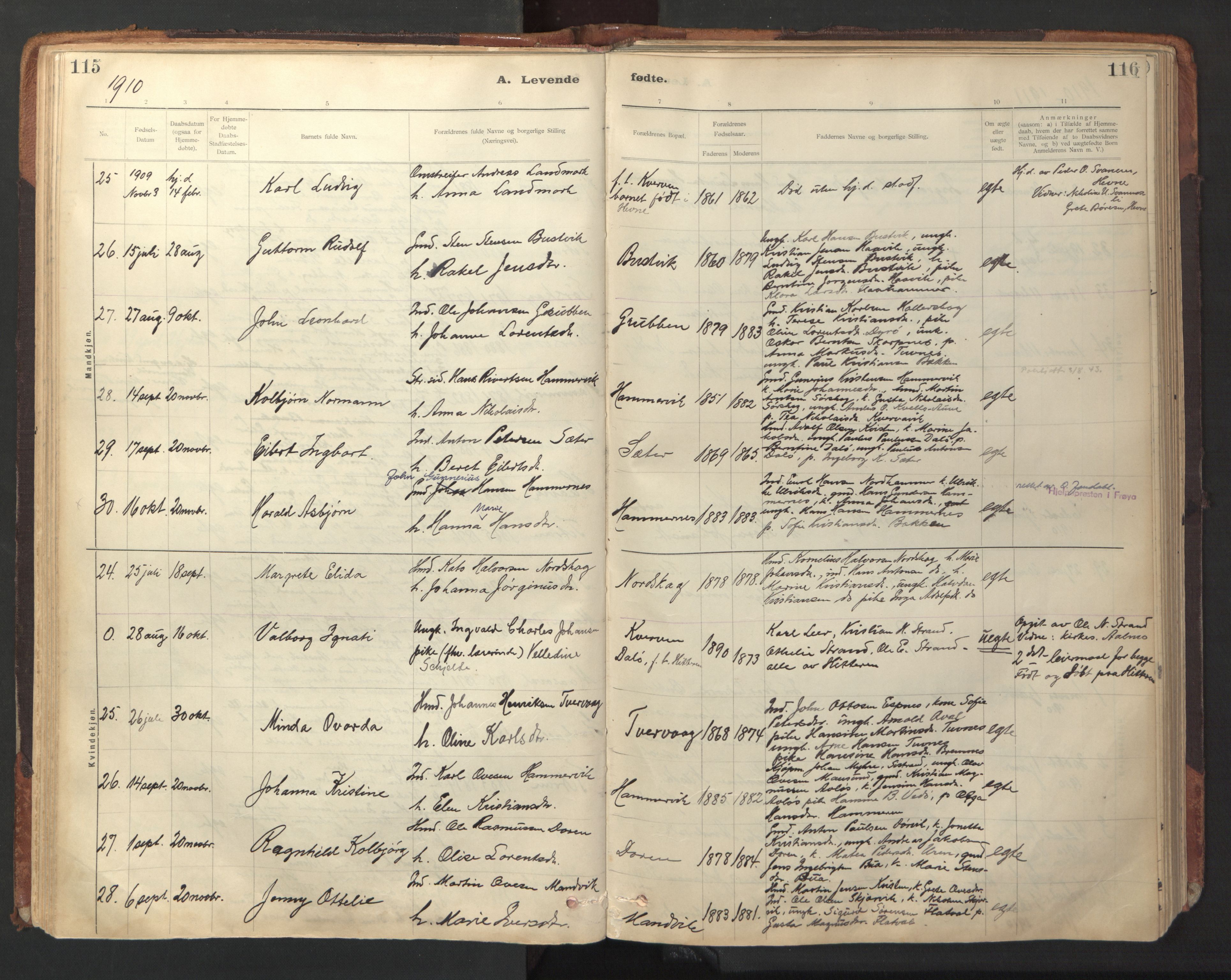 Ministerialprotokoller, klokkerbøker og fødselsregistre - Sør-Trøndelag, SAT/A-1456/641/L0596: Parish register (official) no. 641A02, 1898-1915, p. 115-116