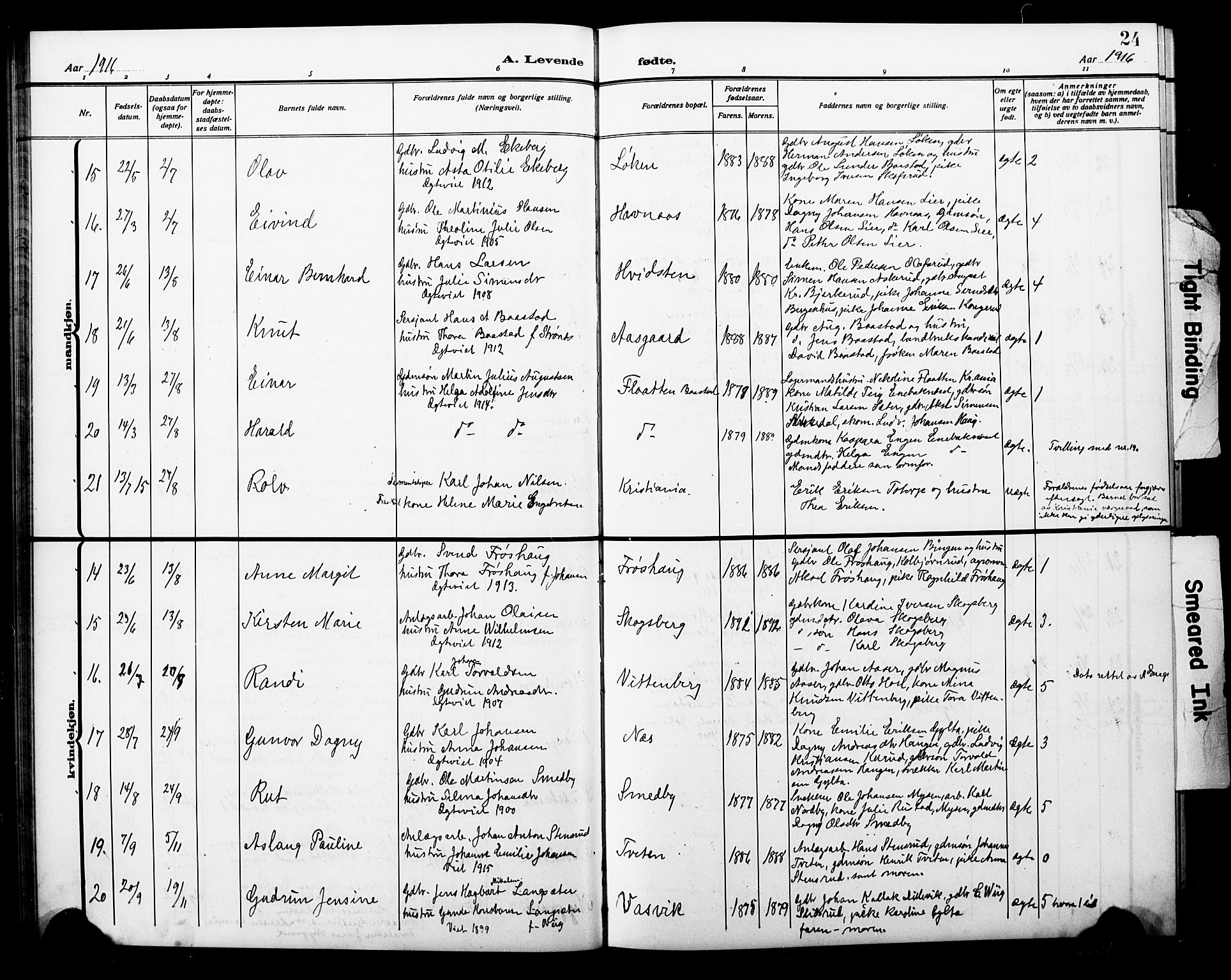 Trøgstad prestekontor Kirkebøker, AV/SAO-A-10925/G/Ga/L0002: Parish register (copy) no. I 2, 1911-1929, p. 24