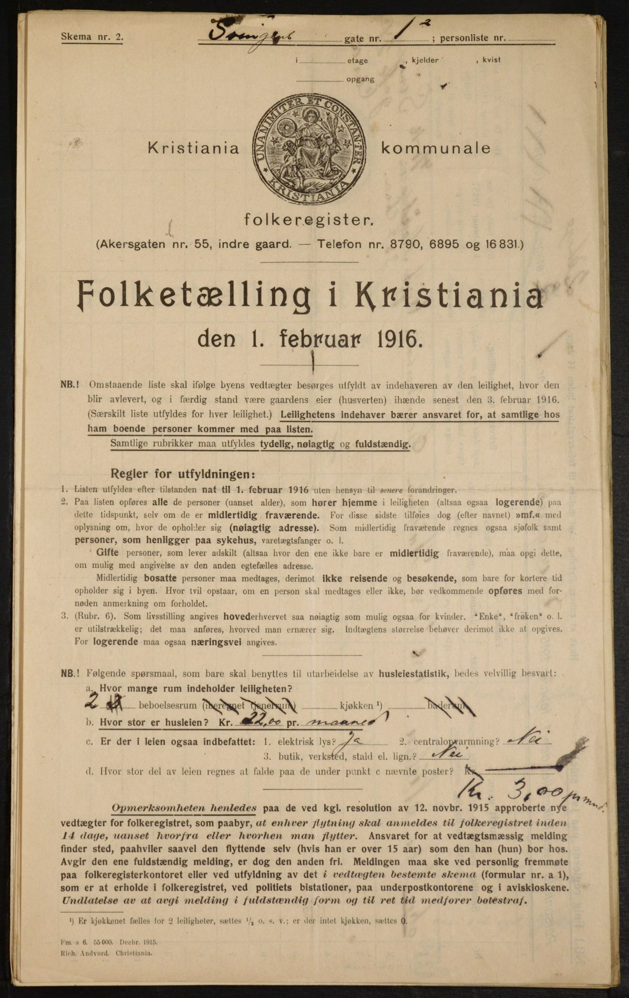 OBA, Municipal Census 1916 for Kristiania, 1916, p. 109066