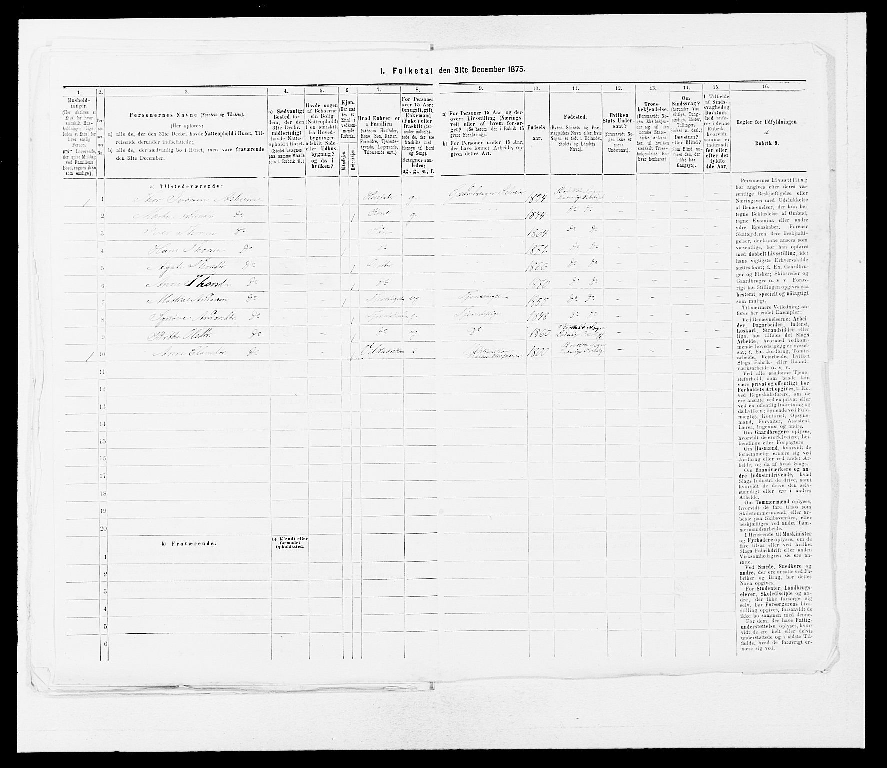 SAB, 1875 census for 1415P Lavik, 1875, p. 467