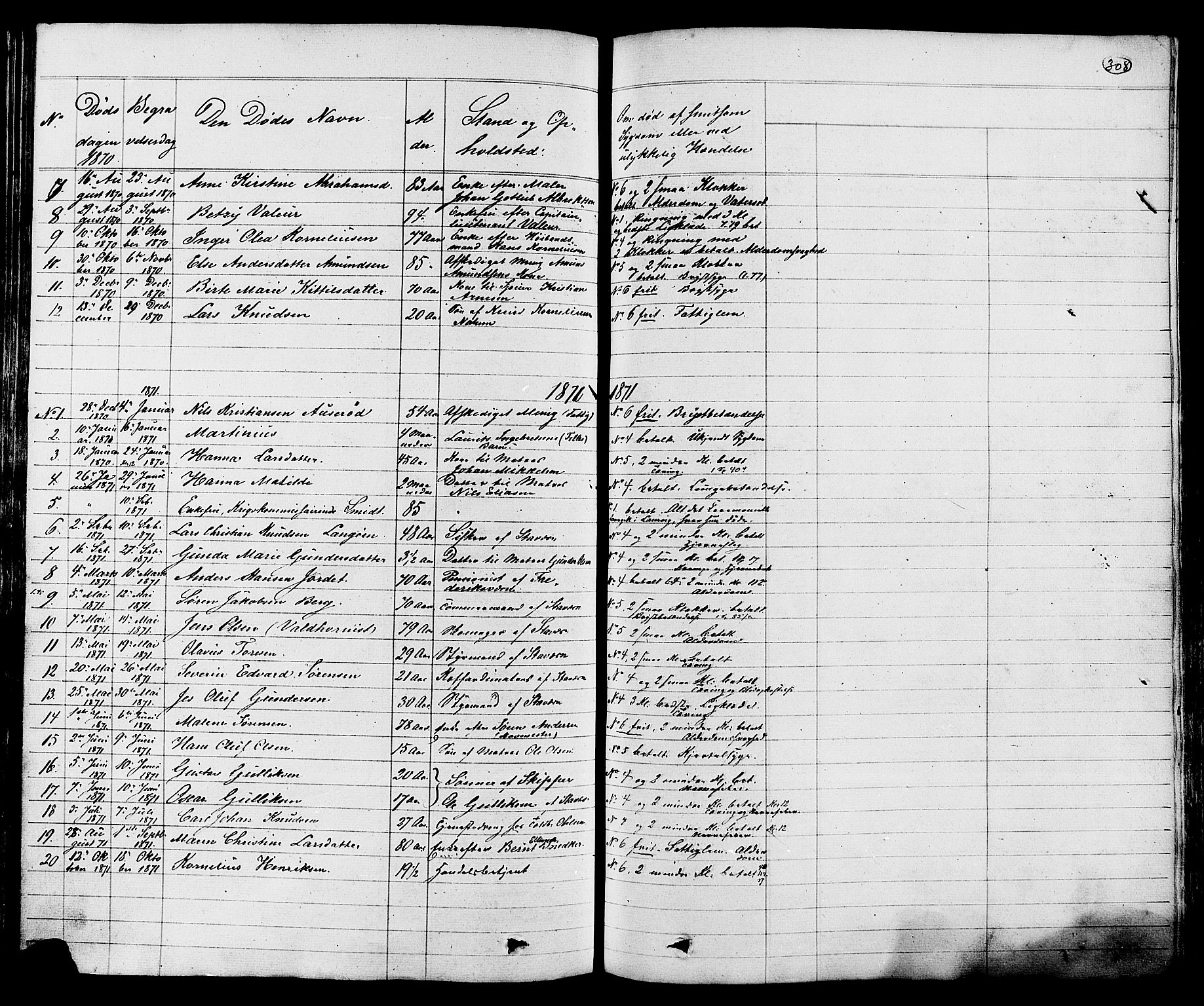 Stavern kirkebøker, AV/SAKO-A-318/G/Ga/L0002: Parish register (copy) no. 2, 1839-1909, p. 308