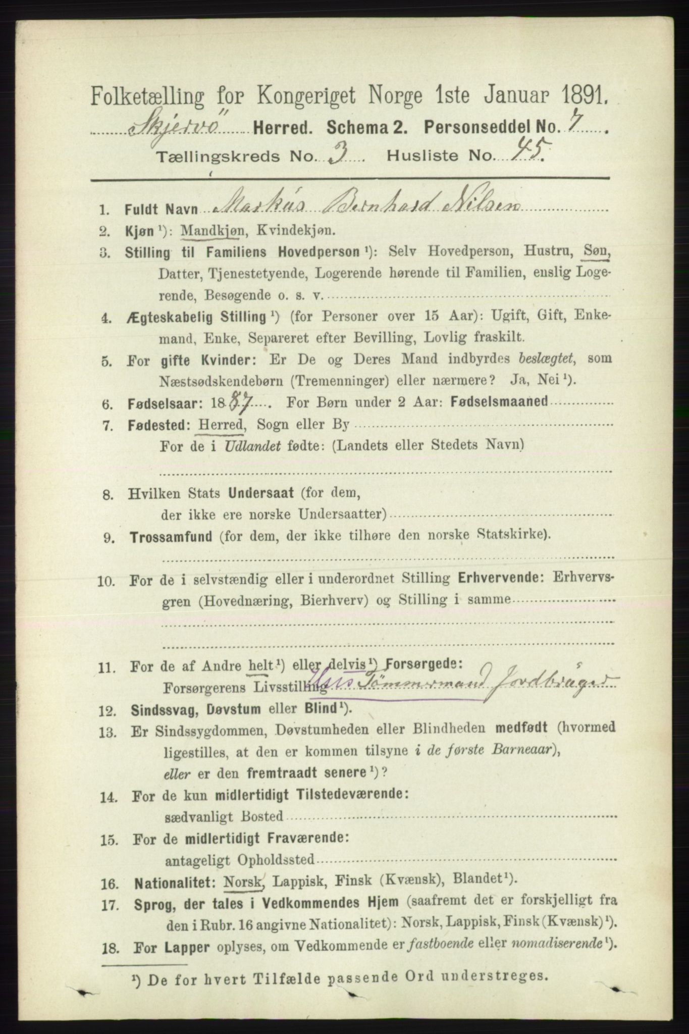 RA, 1891 census for 1941 Skjervøy, 1891, p. 2182