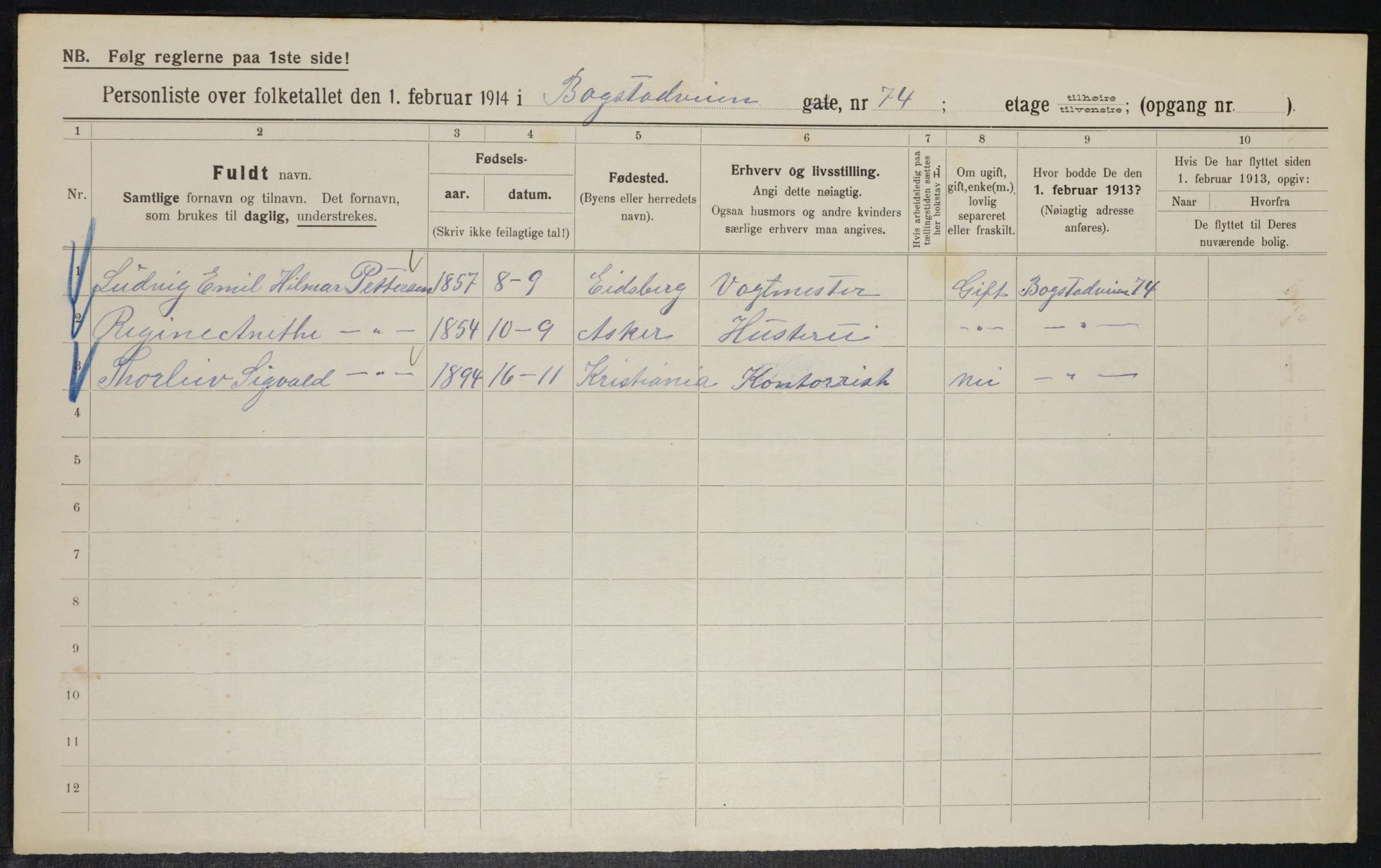 OBA, Municipal Census 1914 for Kristiania, 1914, p. 7598