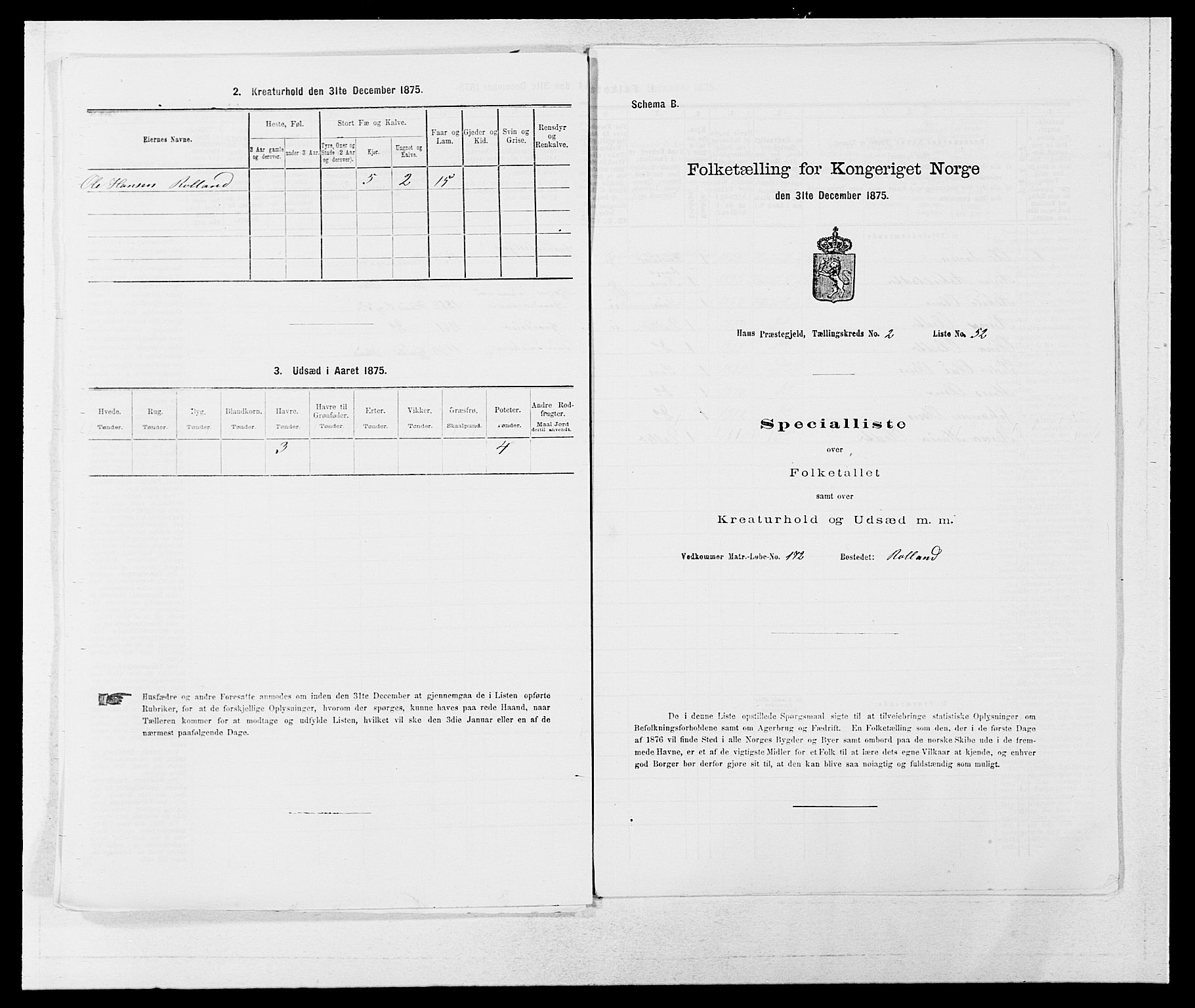 SAB, 1875 census for 1250P Haus, 1875, p. 204