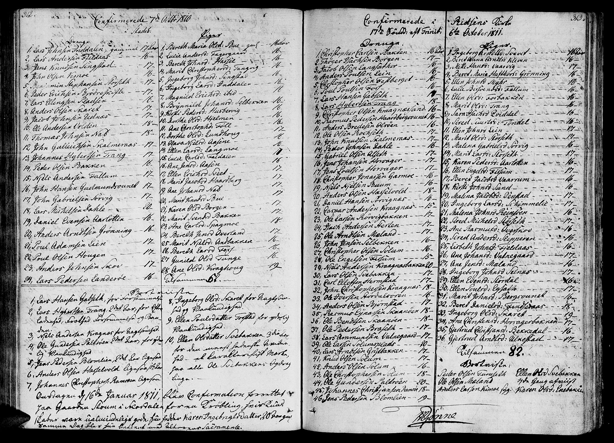 Ministerialprotokoller, klokkerbøker og fødselsregistre - Sør-Trøndelag, SAT/A-1456/646/L0607: Parish register (official) no. 646A05, 1806-1815, p. 312-313