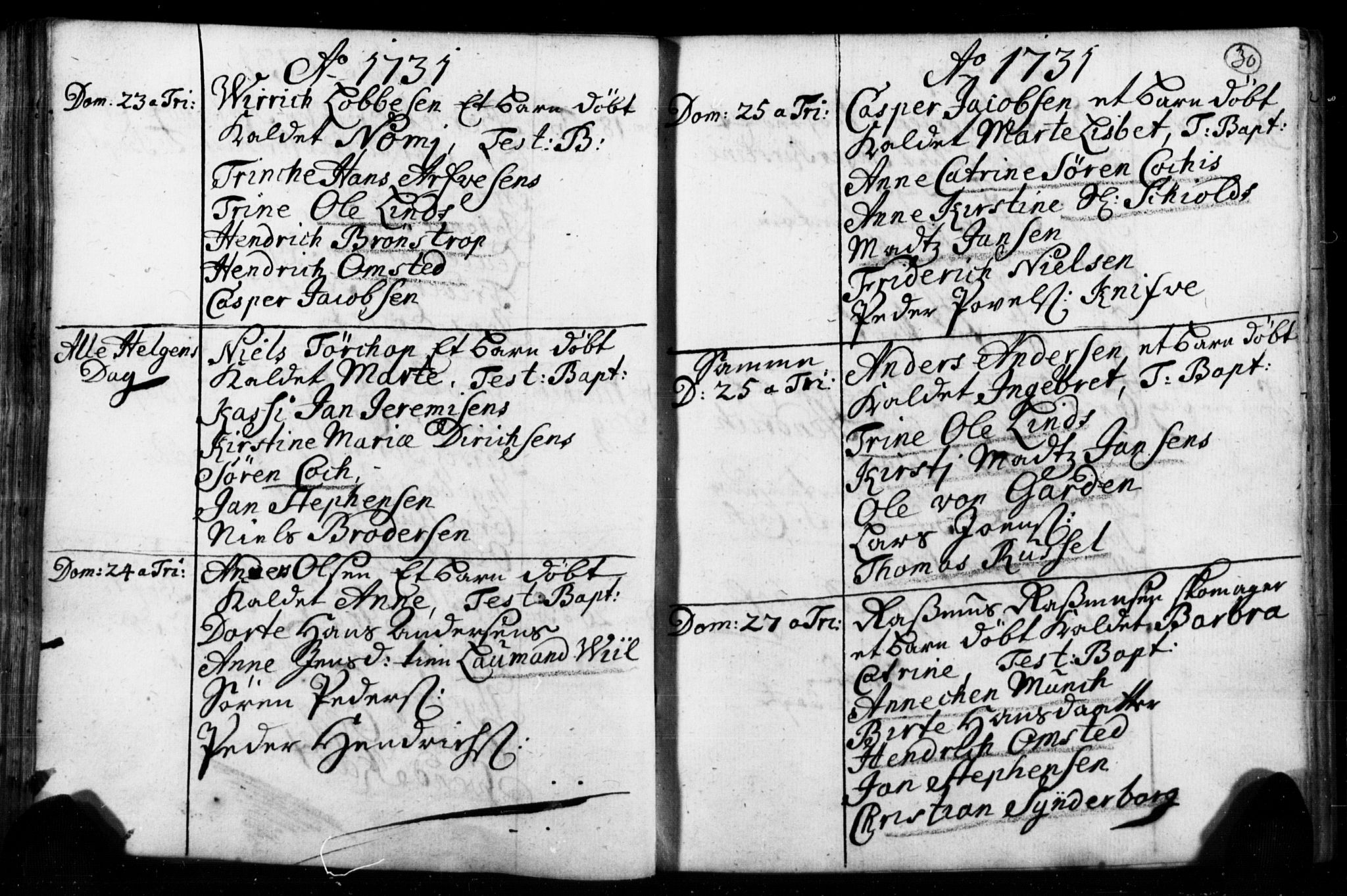 Strømsø kirkebøker, AV/SAKO-A-246/F/Fb/L0001: Parish register (official) no. II 1, 1725-1737, p. 30