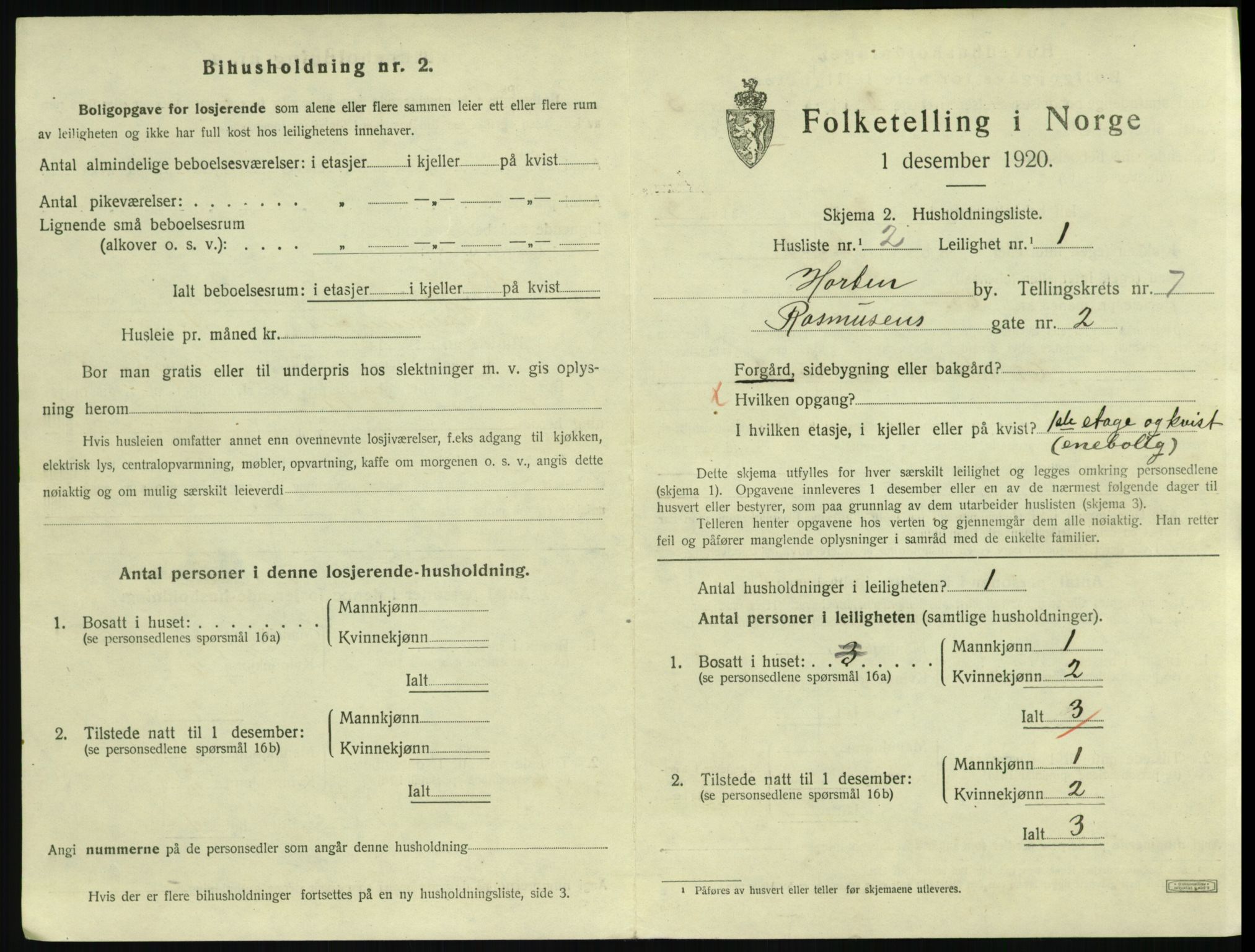 SAKO, 1920 census for Horten, 1920, p. 7189