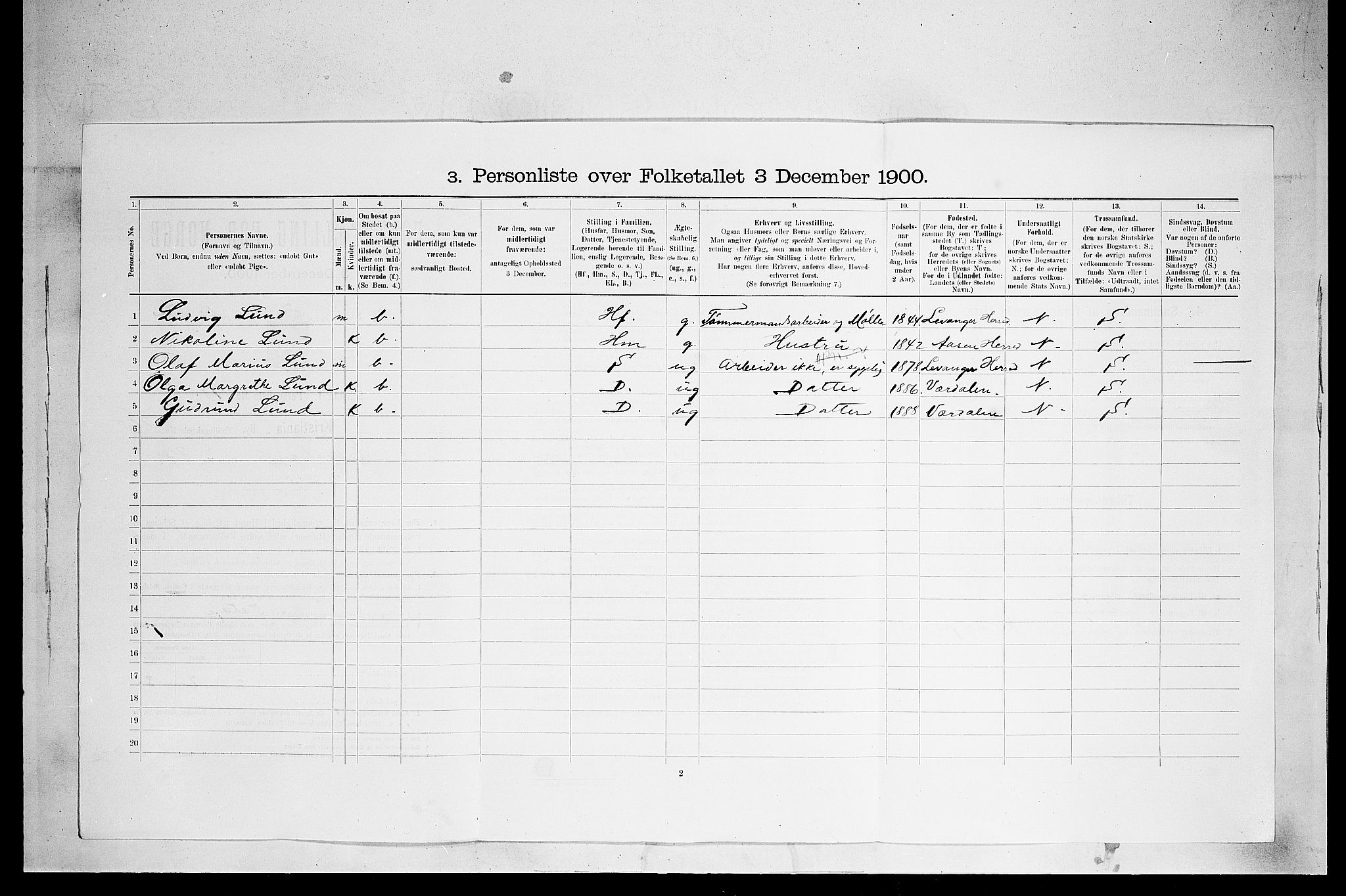 SAO, 1900 census for Kristiania, 1900, p. 20154