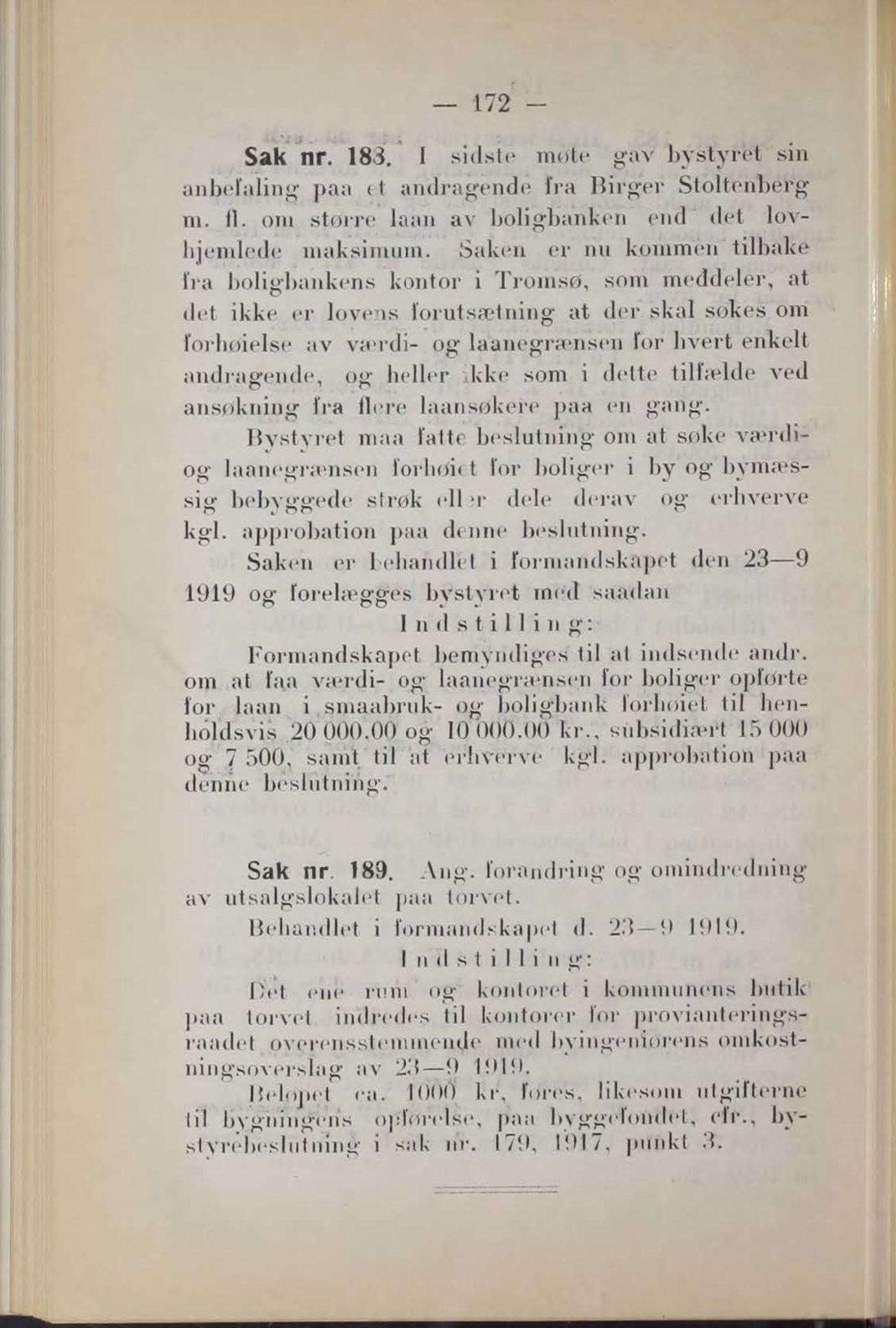 Narvik kommune. Formannskap , AIN/K-18050.150/A/Ab/L0009: Møtebok, 1919