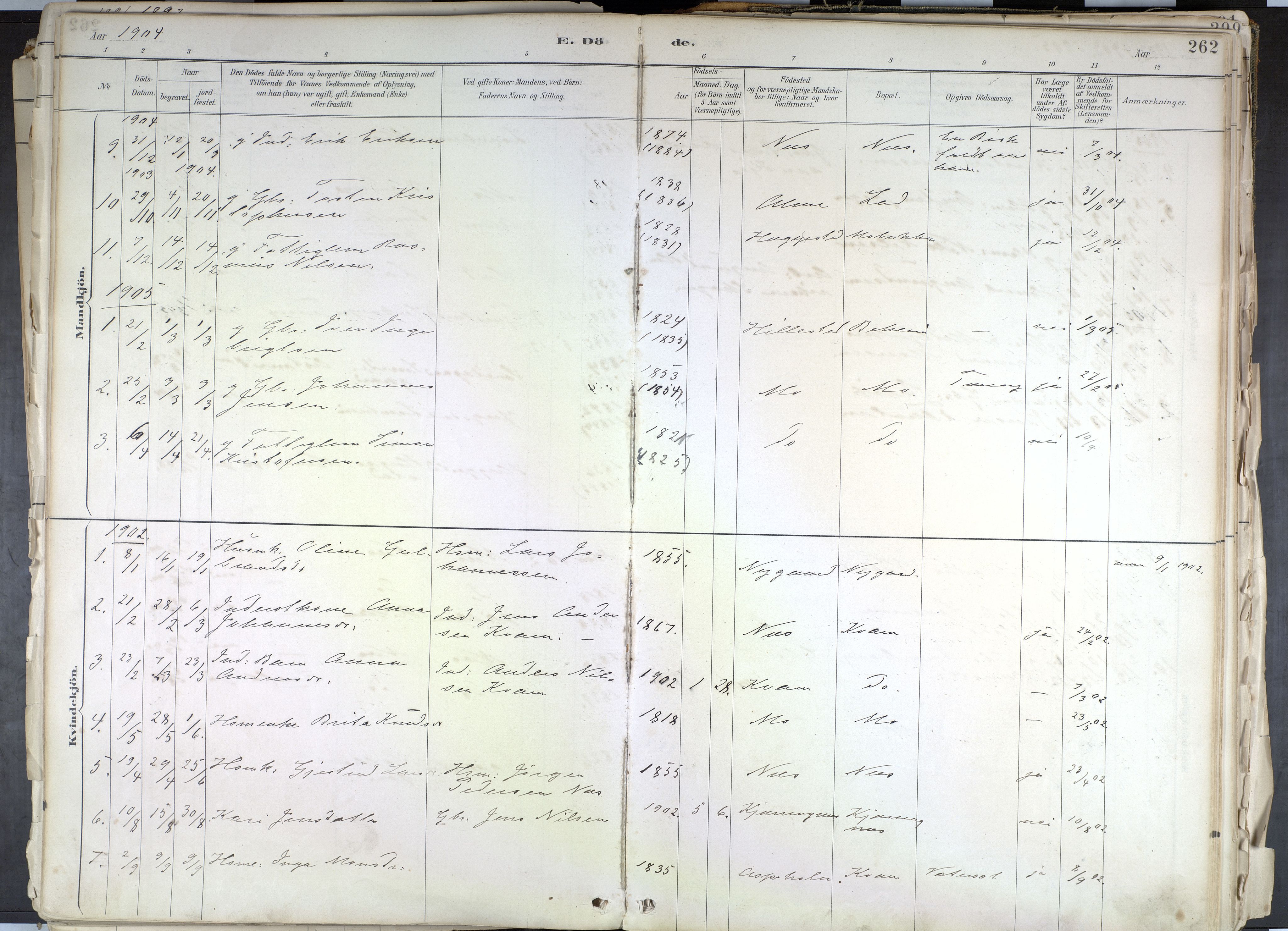 Hafslo sokneprestembete, SAB/A-80301/H/Haa/Haab/L0001: Parish register (official) no. B 1, 1886-1945, p. 262