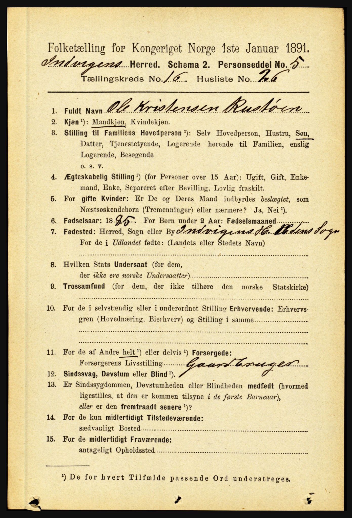 RA, 1891 census for 1447 Innvik, 1891, p. 3436