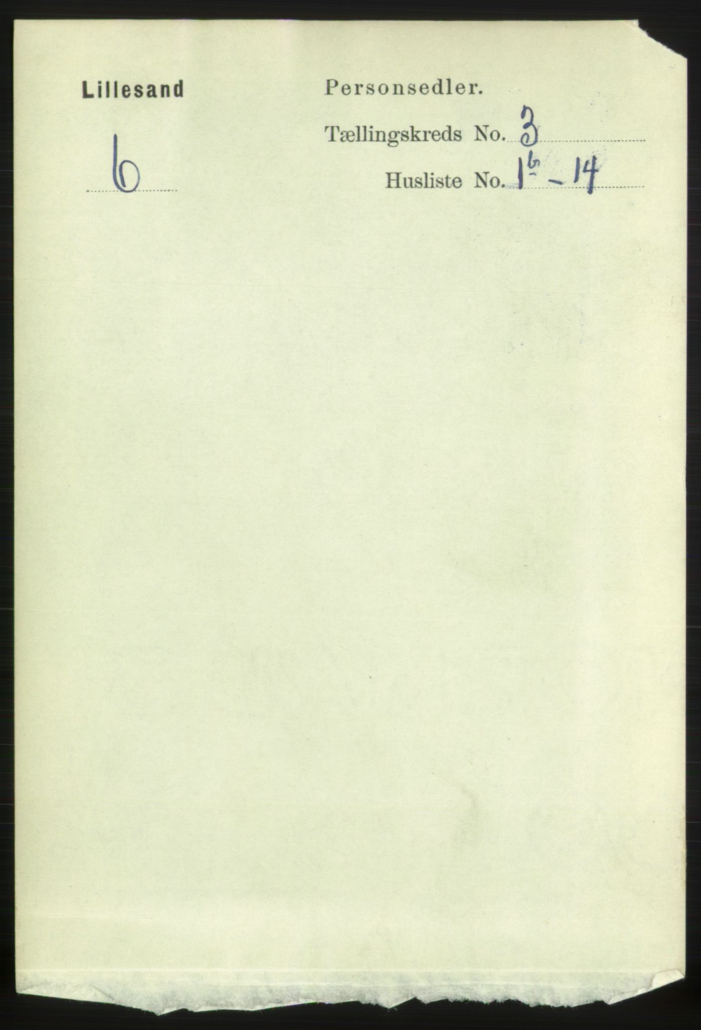 RA, 1891 census for 0905 Lillesand, 1891, p. 641