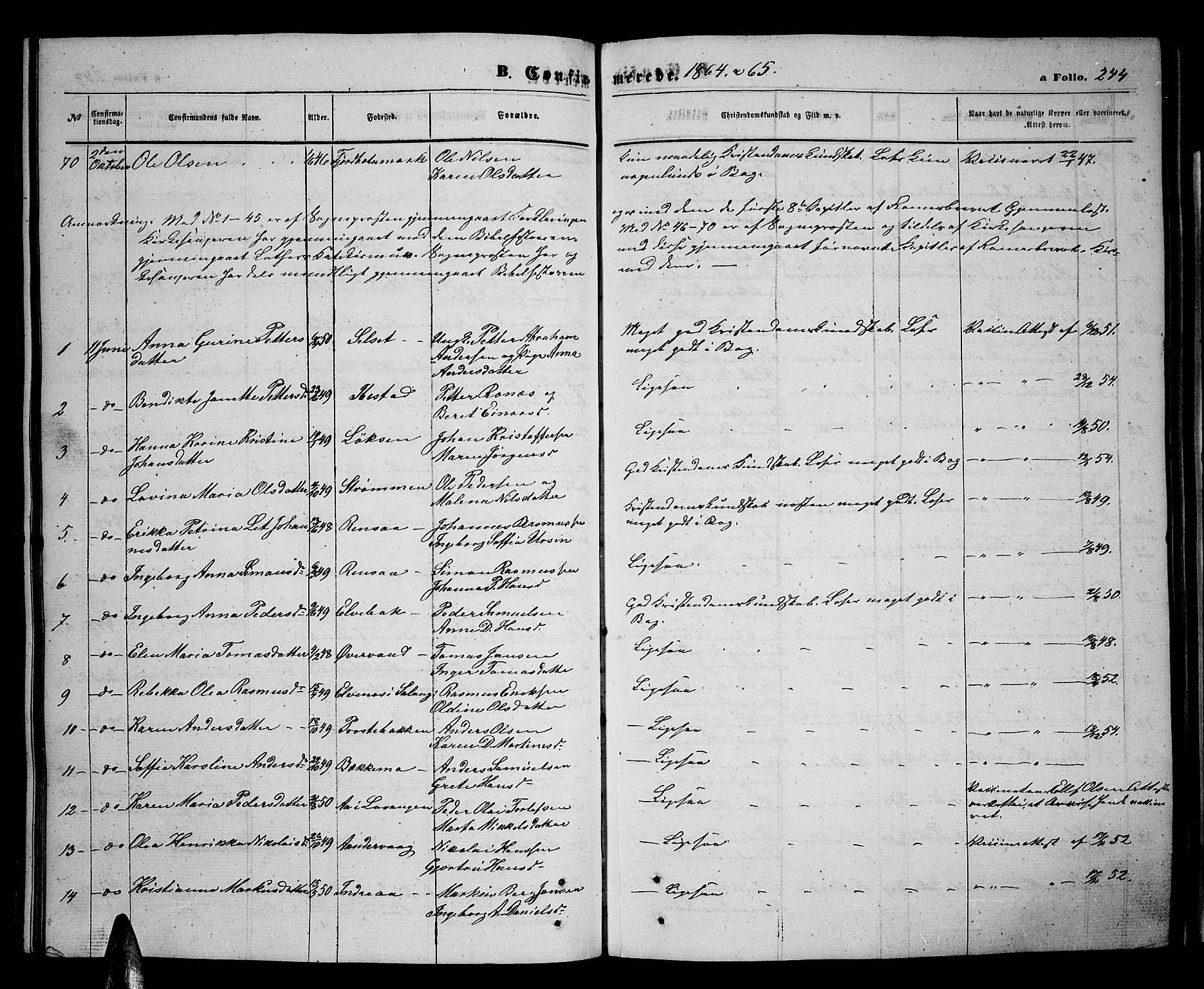 Ibestad sokneprestembete, SATØ/S-0077/H/Ha/Hab/L0005klokker: Parish register (copy) no. 5, 1860-1871, p. 244