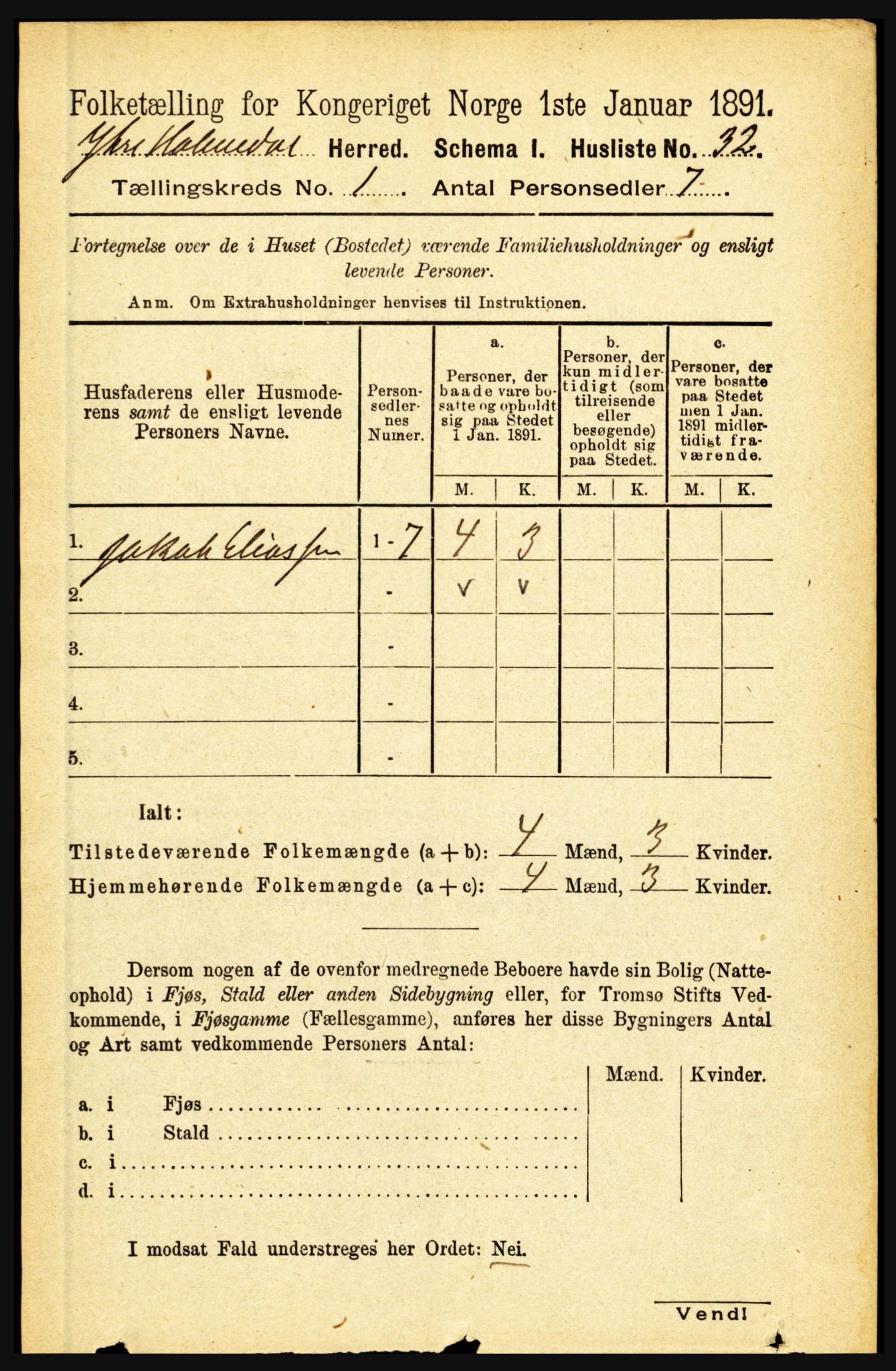 RA, 1891 census for 1429 Ytre Holmedal, 1891, p. 79