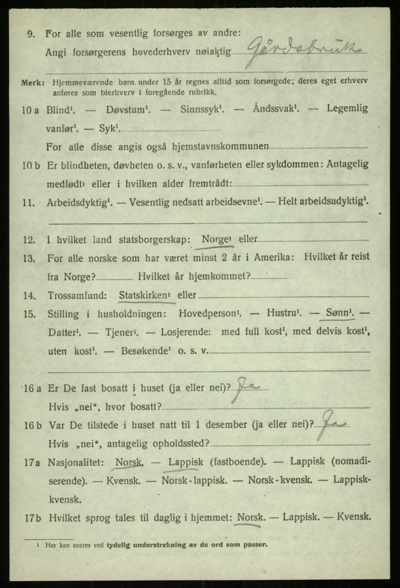 SATØ, 1920 census for Balsfjord, 1920, p. 3193