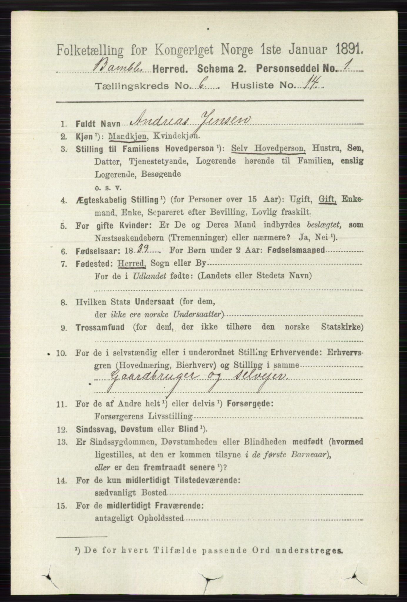 RA, 1891 census for 0814 Bamble, 1891, p. 2777