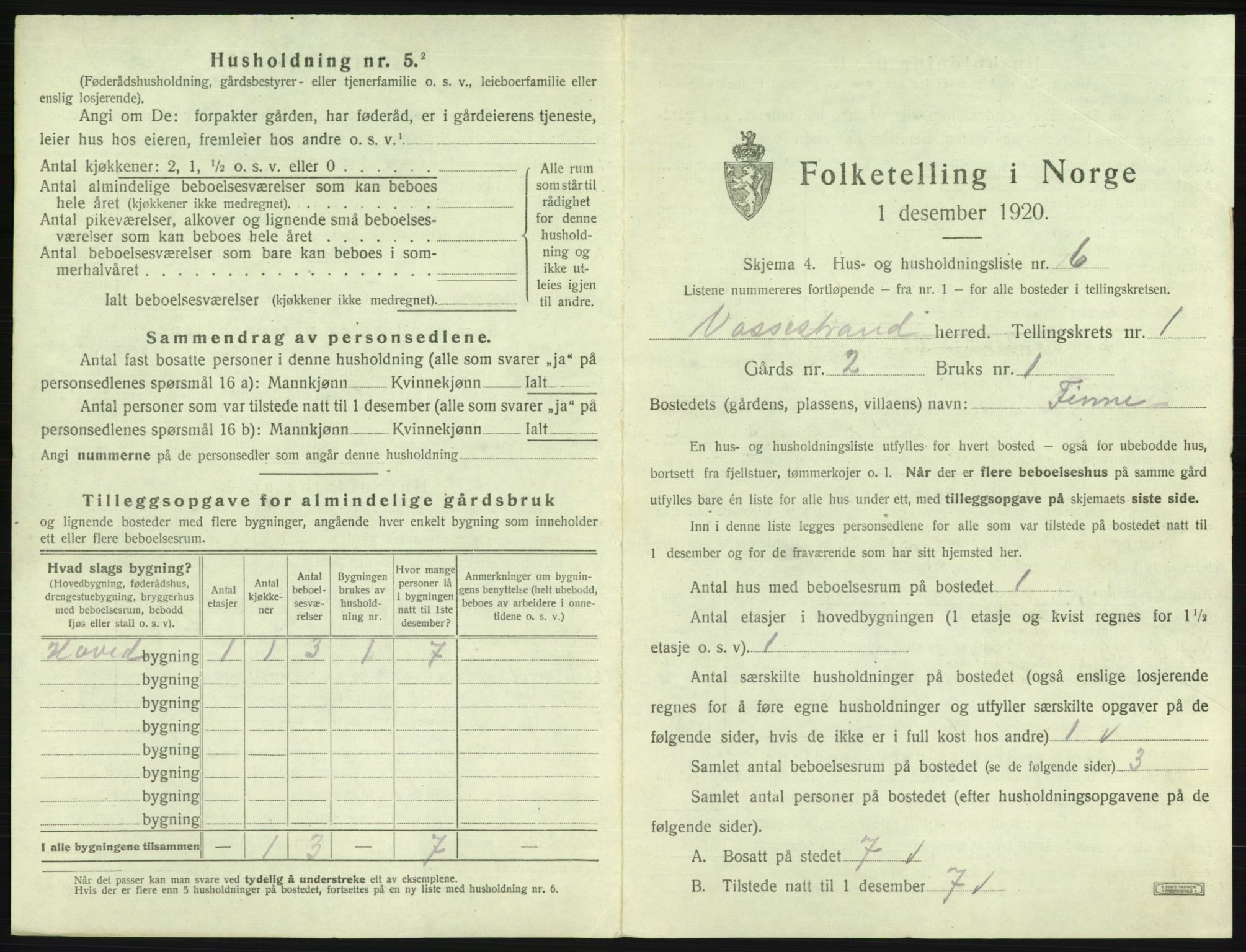 SAB, 1920 census for Vossestrand, 1920, p. 48