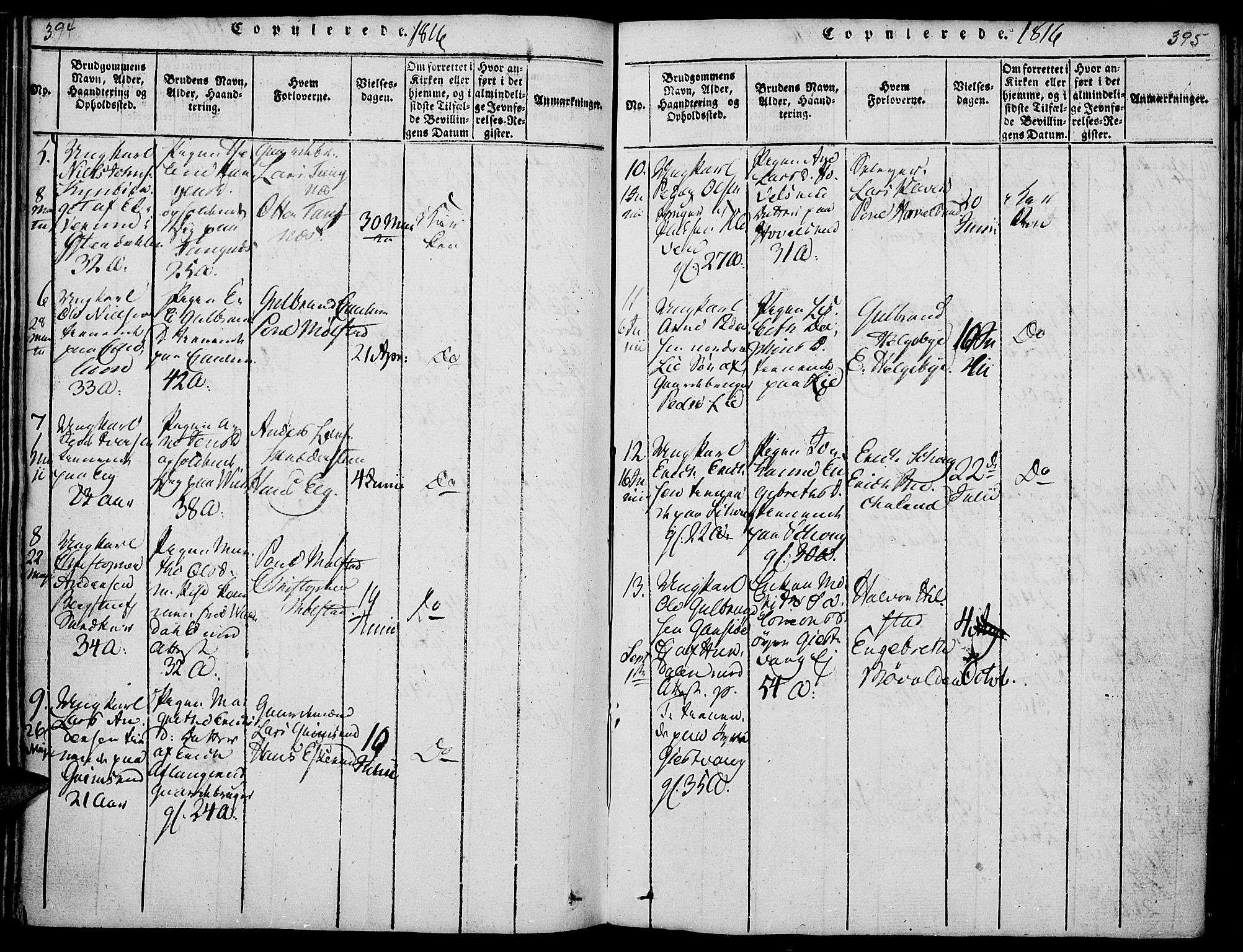 Nes prestekontor, Hedmark, AV/SAH-PREST-020/K/Ka/L0002: Parish register (official) no. 2, 1813-1827, p. 394-395