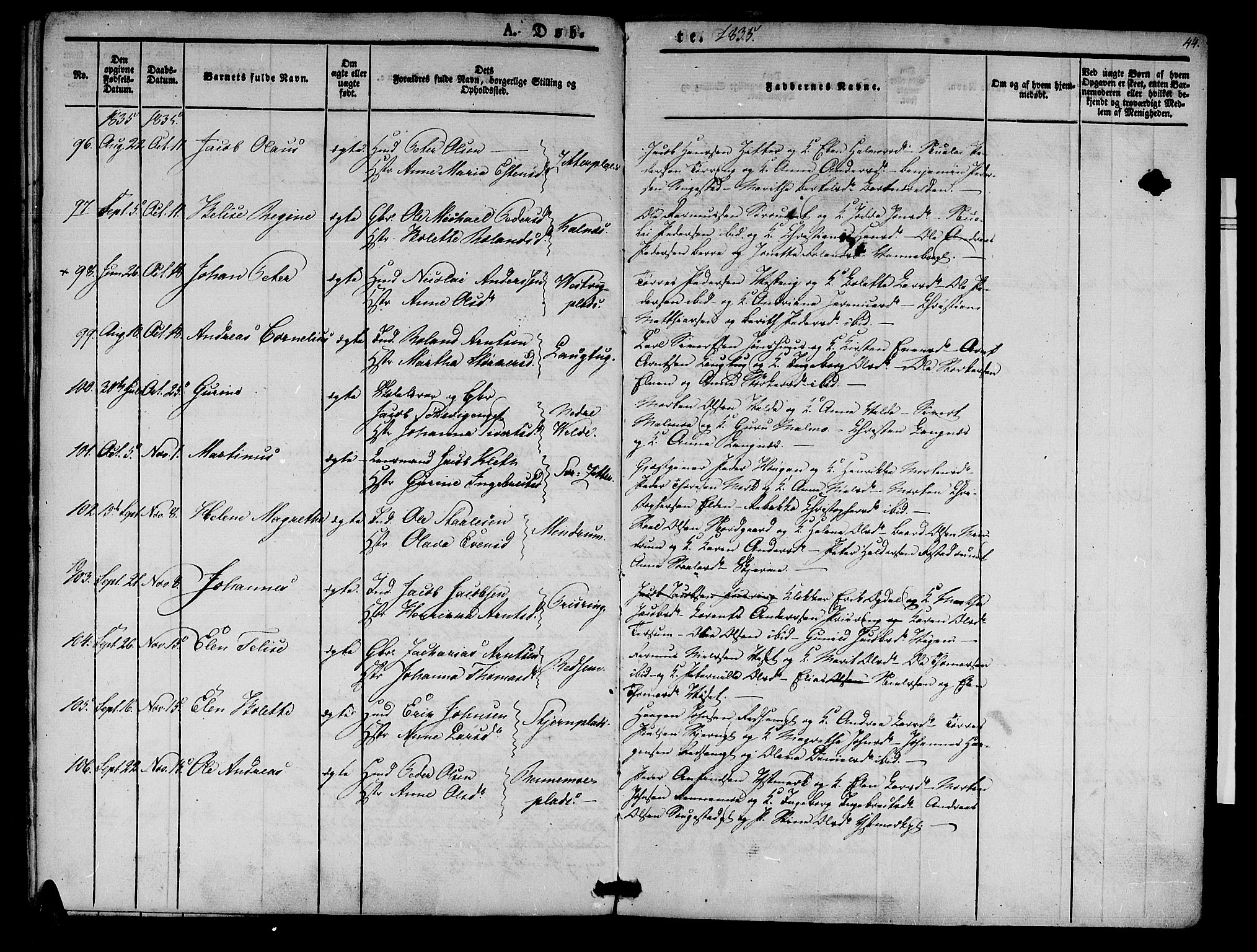 Ministerialprotokoller, klokkerbøker og fødselsregistre - Nord-Trøndelag, AV/SAT-A-1458/741/L0391: Parish register (official) no. 741A05, 1831-1836, p. 44