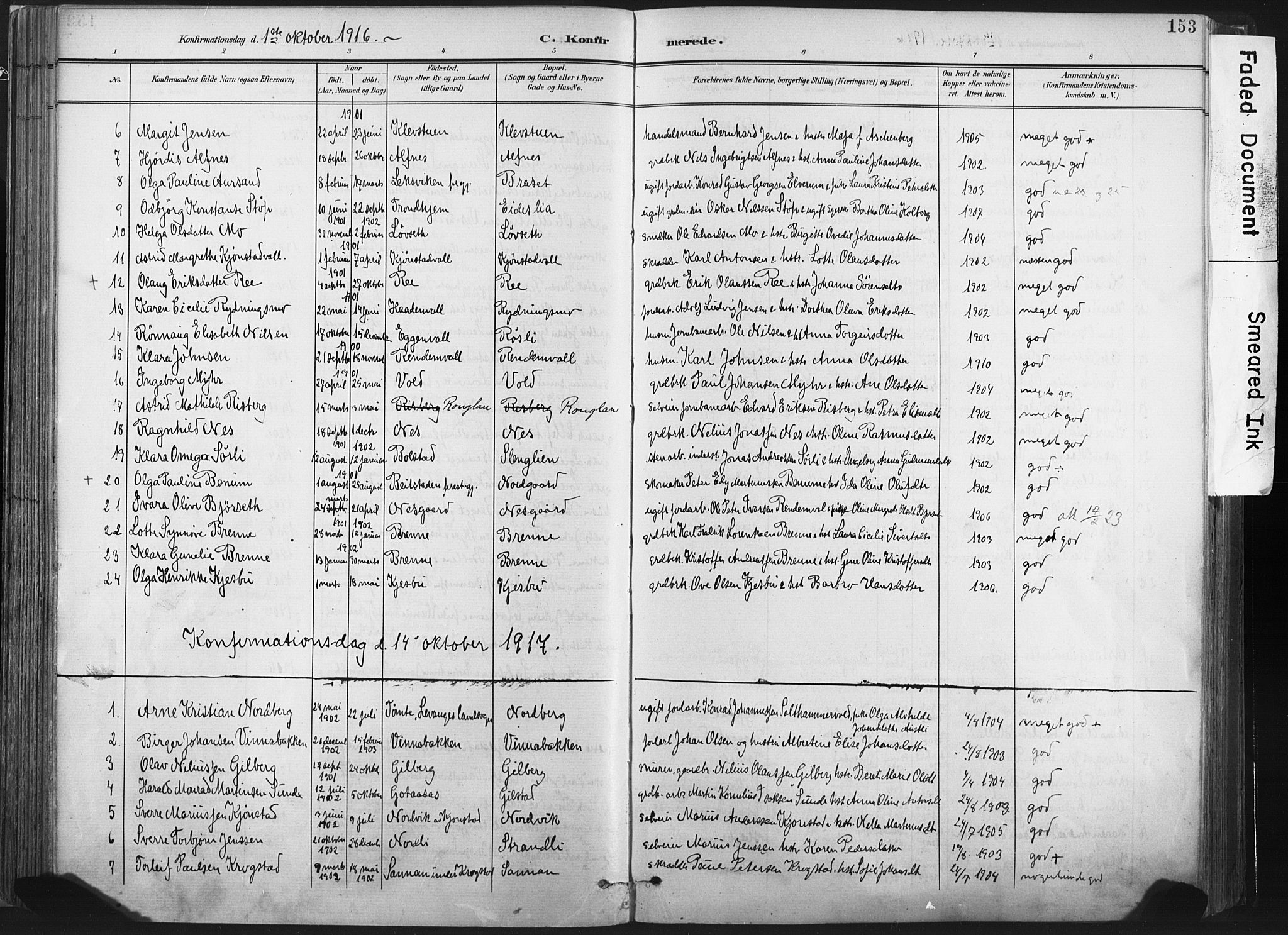Ministerialprotokoller, klokkerbøker og fødselsregistre - Nord-Trøndelag, SAT/A-1458/717/L0162: Parish register (official) no. 717A12, 1898-1923, p. 153