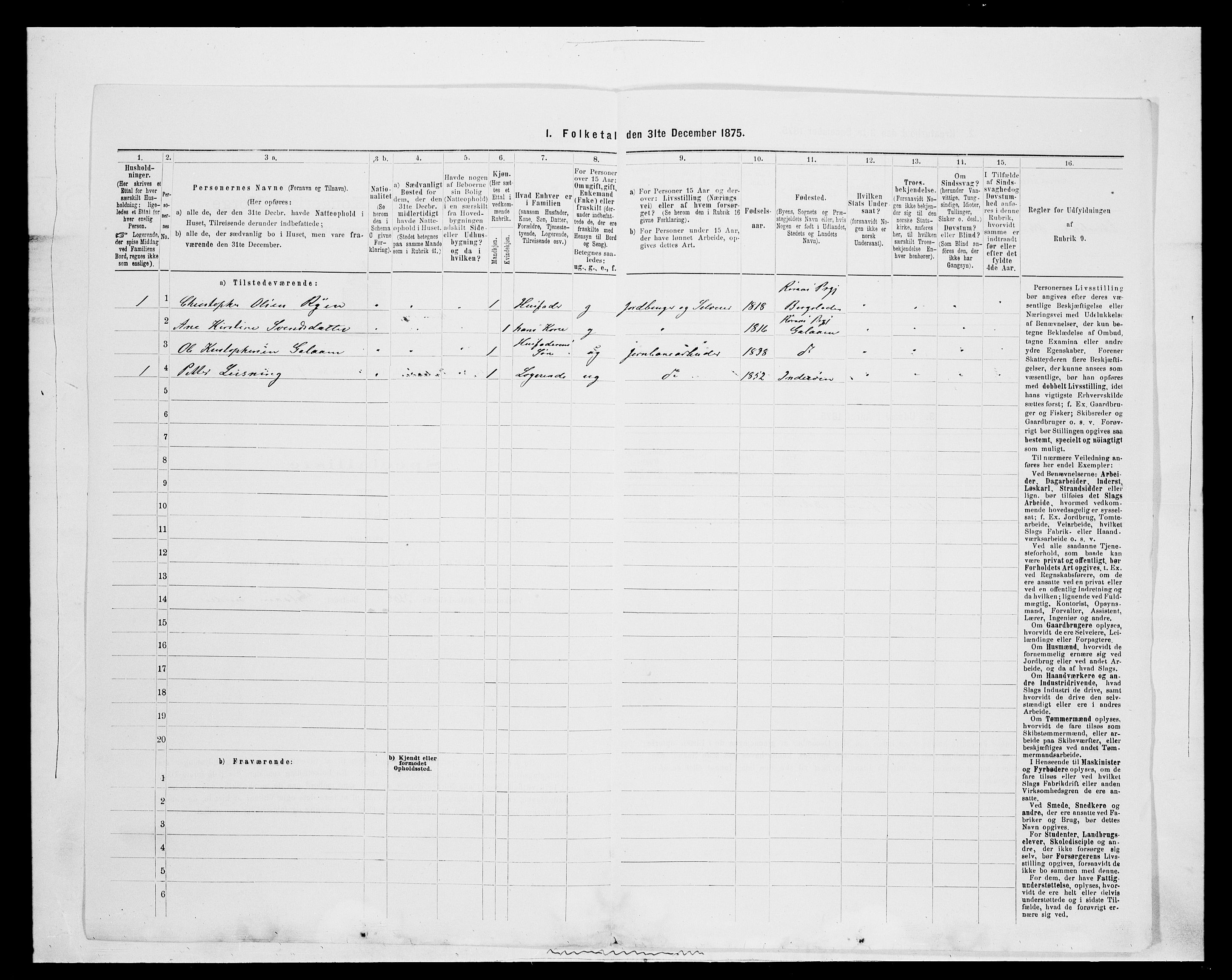 SAH, 1875 census for 0436P Tolga, 1875, p. 1184