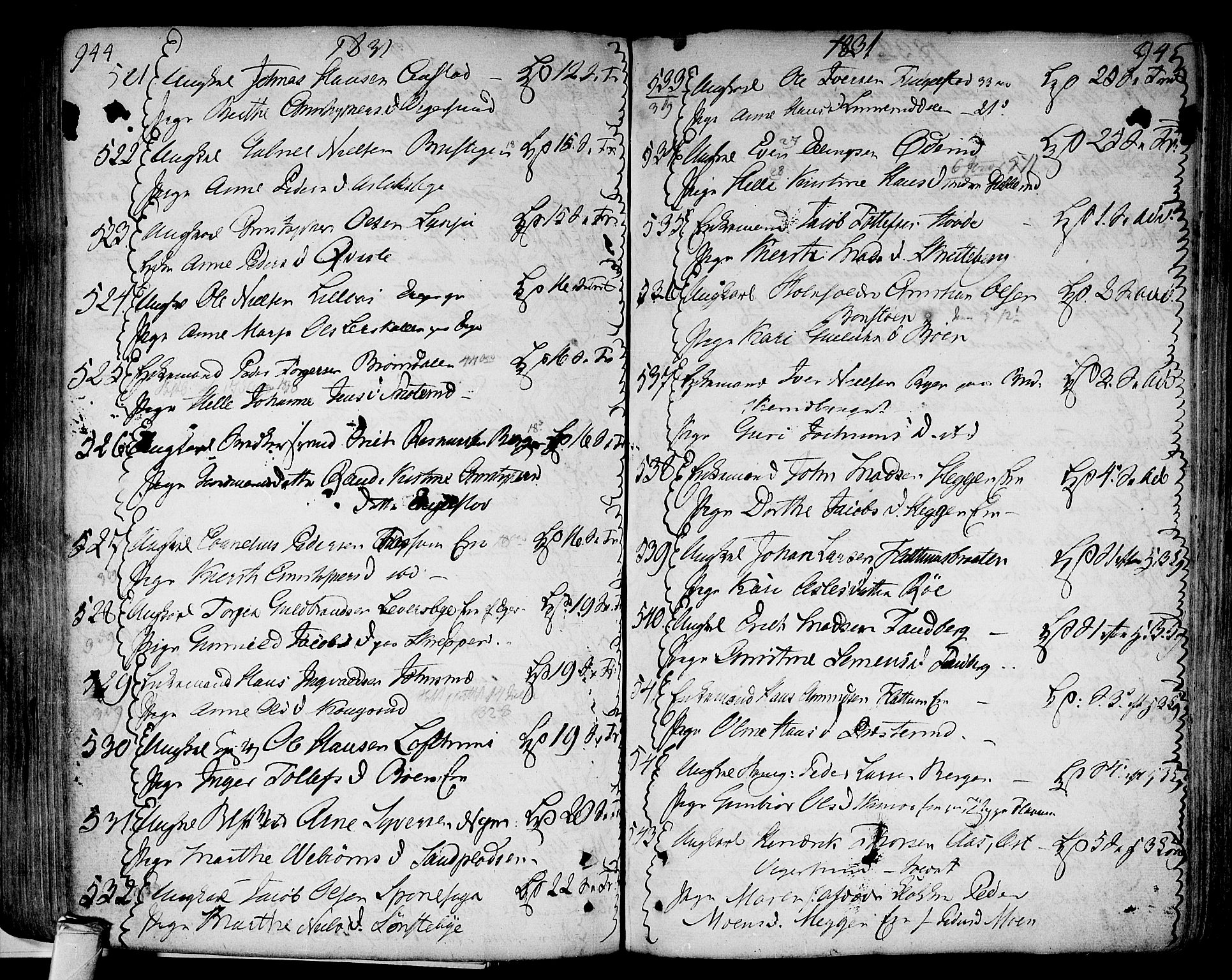 Modum kirkebøker, AV/SAKO-A-234/F/Fa/L0003: Parish register (official) no. 3, 1783-1819, p. 944-945