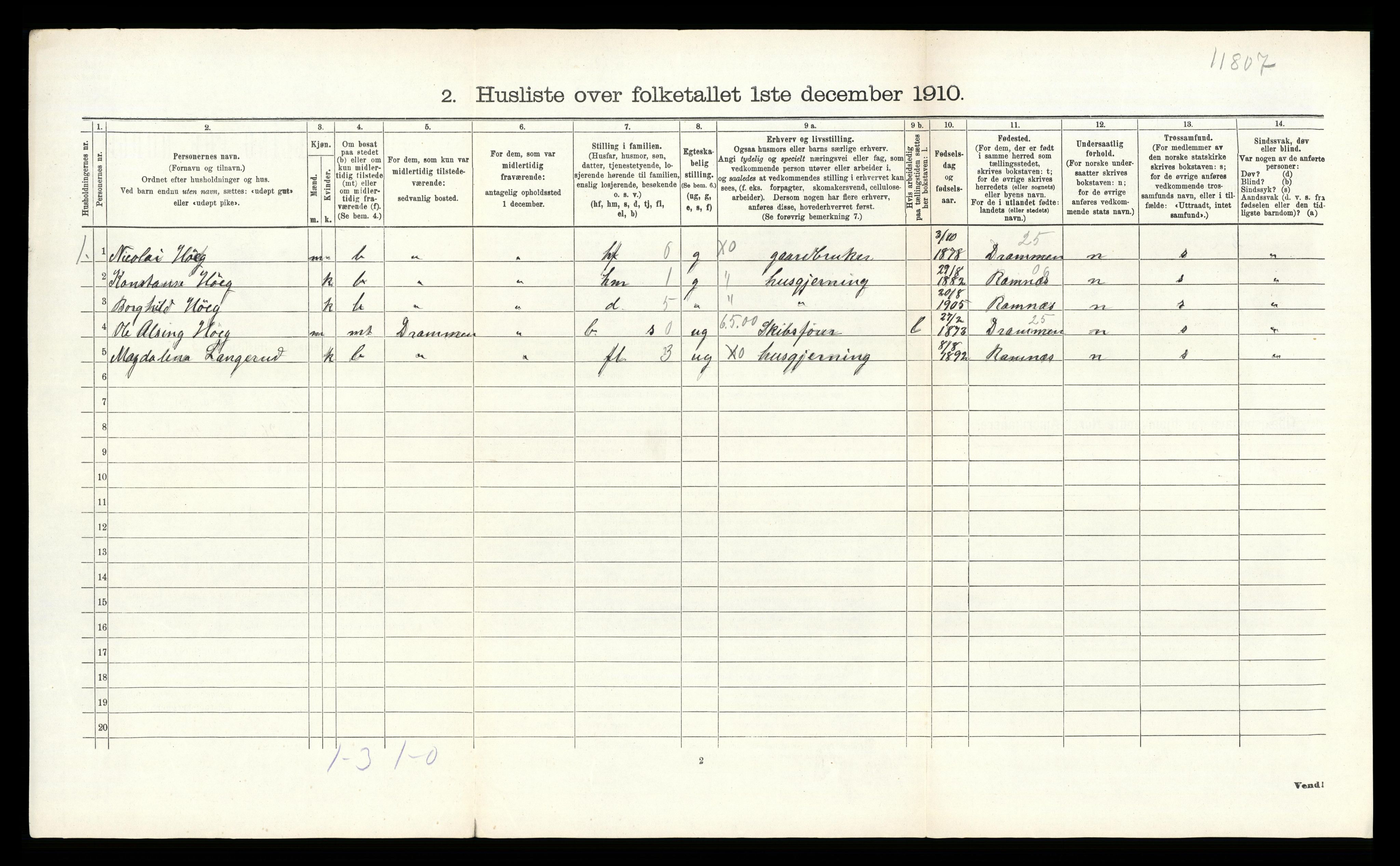 RA, 1910 census for Nøtterøy, 1910, p. 815