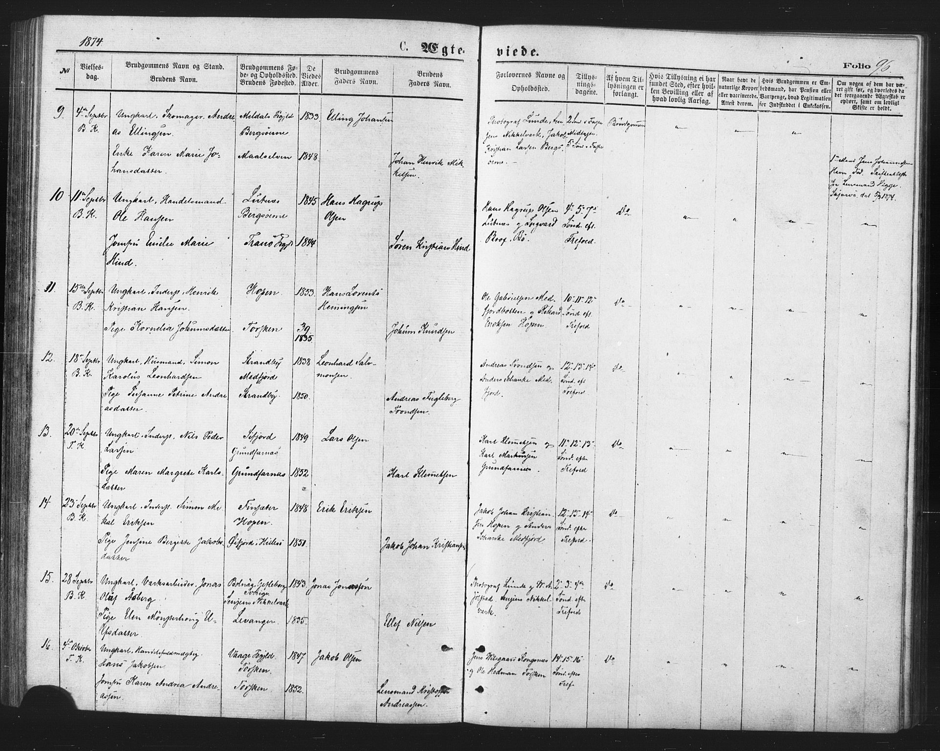 Berg sokneprestkontor, SATØ/S-1318/G/Ga/Gaa/L0003kirke: Parish register (official) no. 3, 1872-1879, p. 96