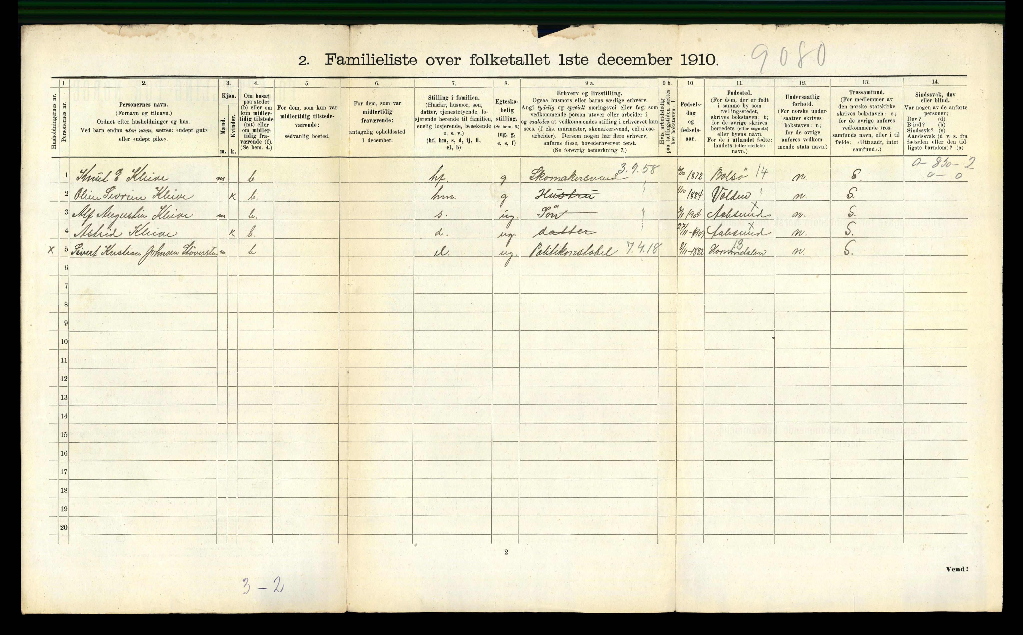 RA, 1910 census for Ålesund, 1910, p. 5208