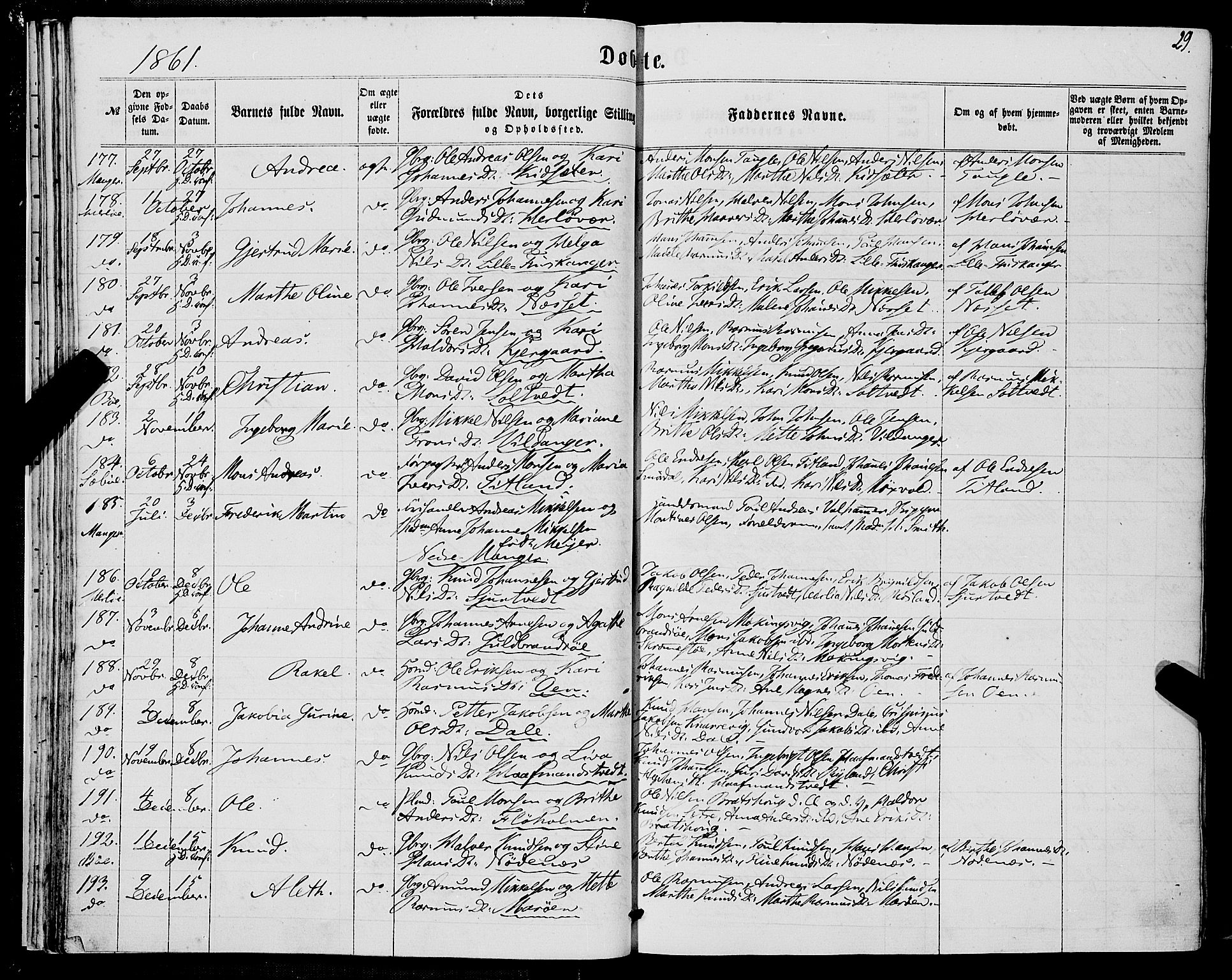 Manger sokneprestembete, AV/SAB-A-76801/H/Haa: Parish register (official) no. A 7, 1860-1870, p. 29