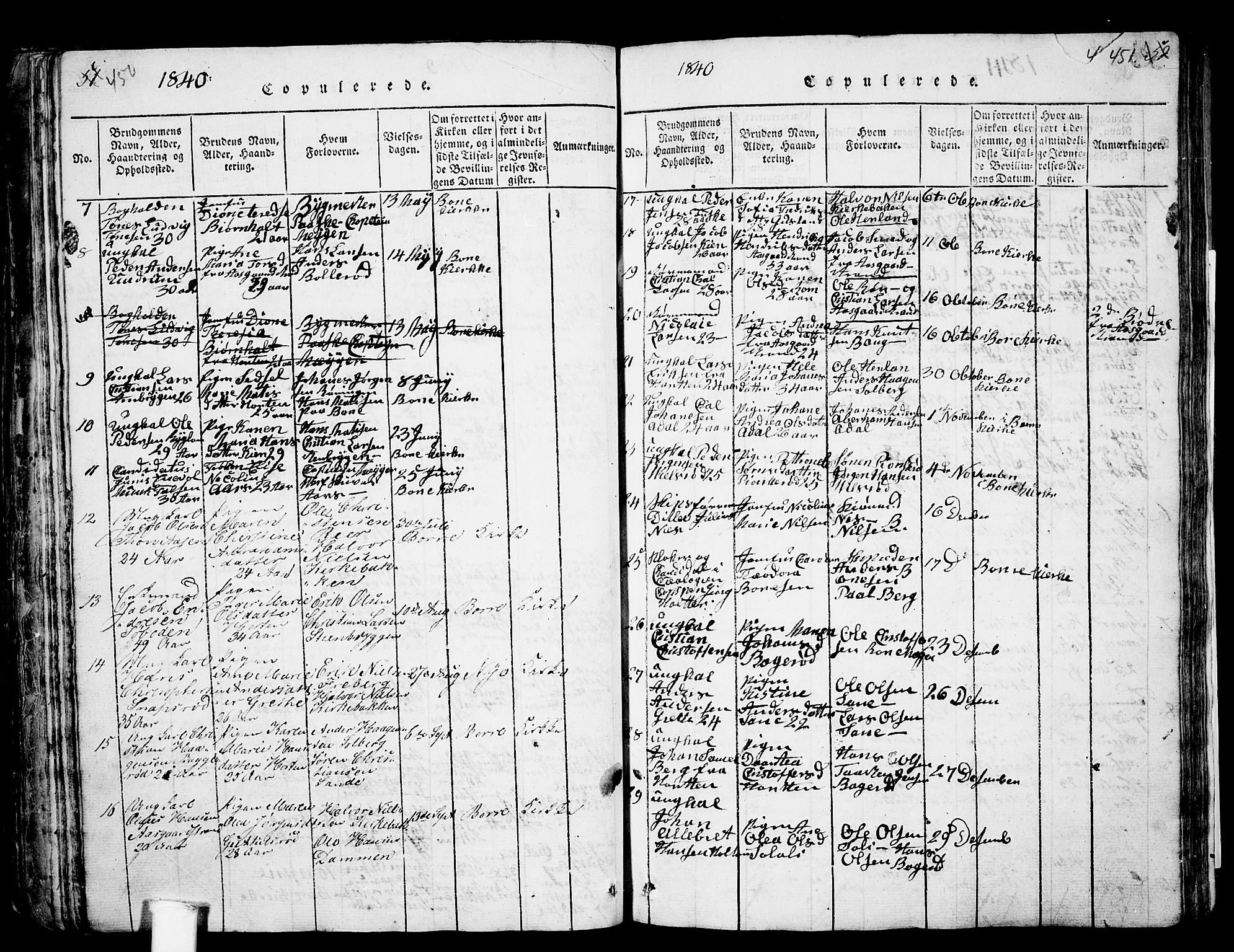 Borre kirkebøker, SAKO/A-338/G/Ga/L0001: Parish register (copy) no. I 1, 1815-1851, p. 450-451