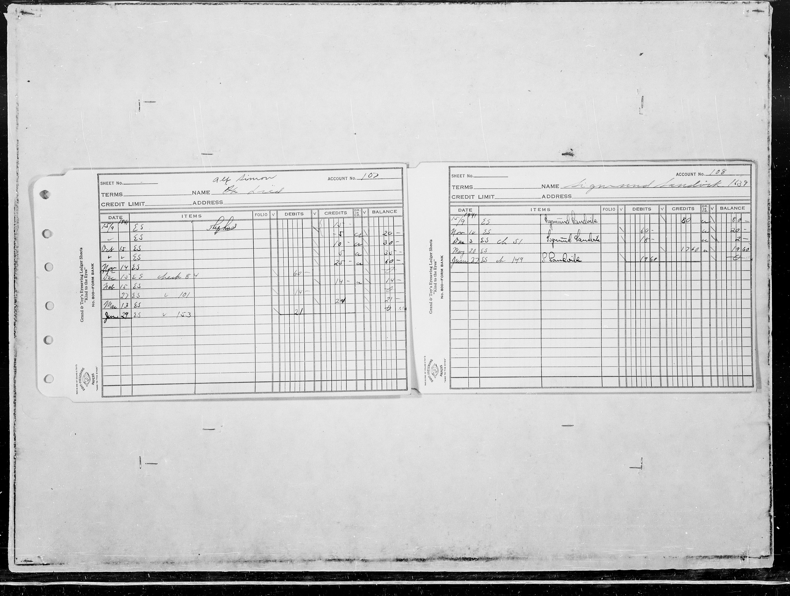 Forsvaret, Flyvåpnenes treningsleir 1940-1945, AV/RA-RAFA-3974/V/L0022: Regnskaper.  Se "Index" for detaljert oversikt over innholdet., 1940-1945