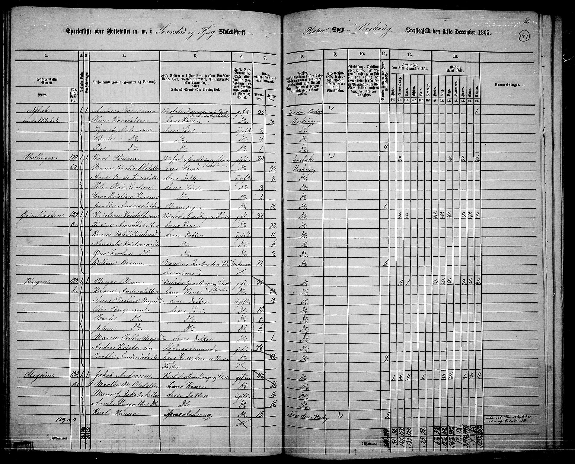 RA, 1865 census for Aurskog, 1865, p. 178