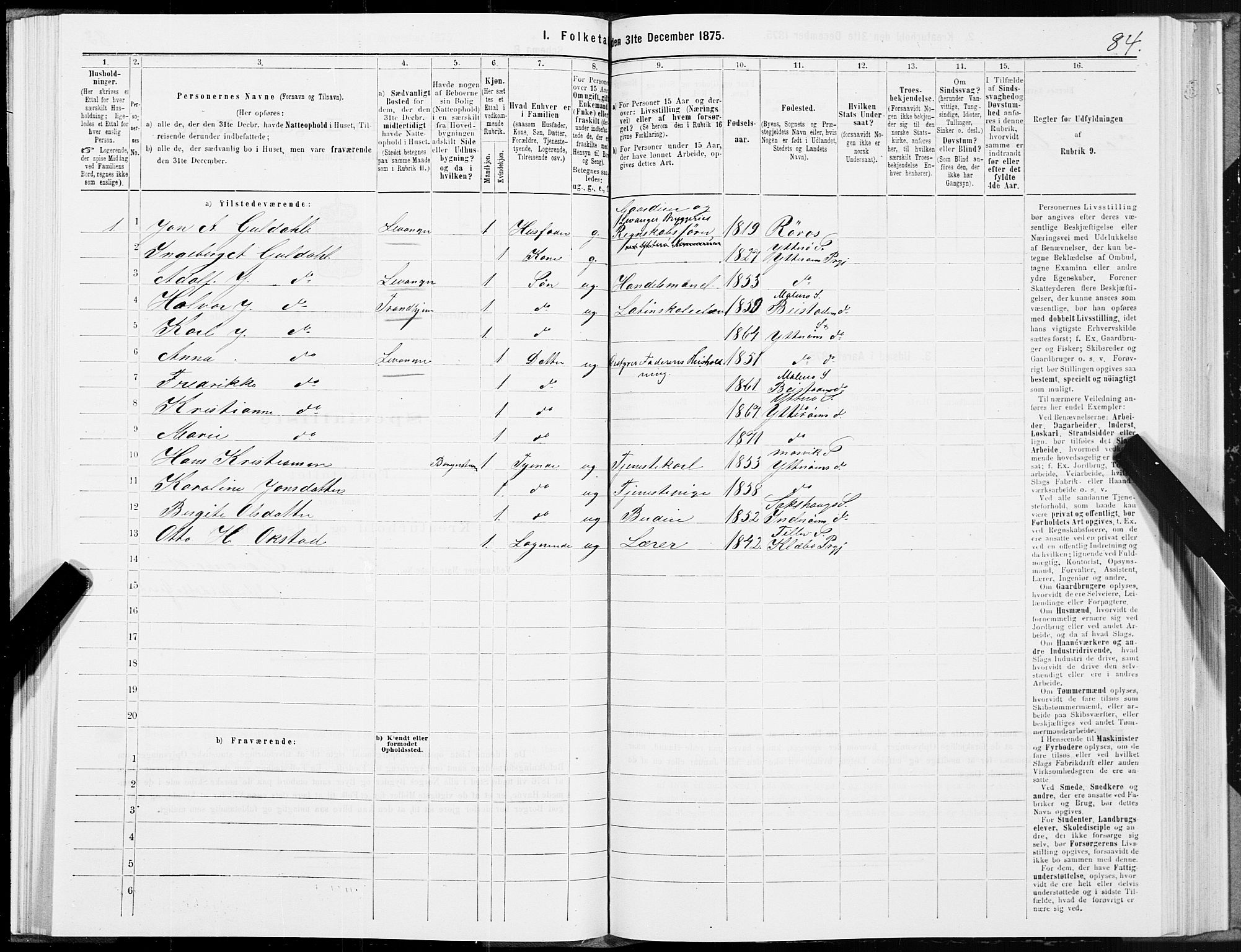 SAT, 1875 census for 1722P Ytterøy, 1875, p. 1084