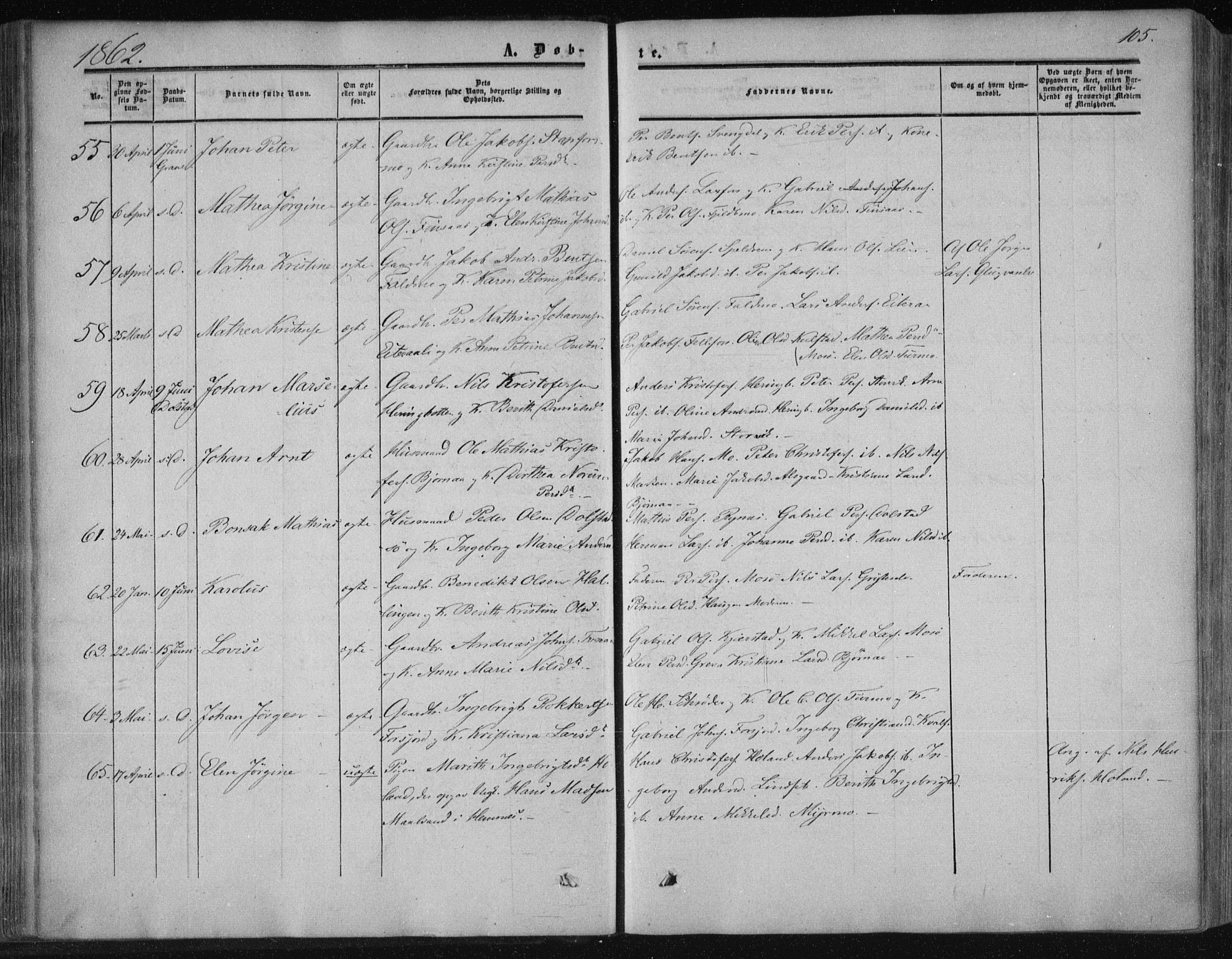 Ministerialprotokoller, klokkerbøker og fødselsregistre - Nordland, SAT/A-1459/820/L0293: Parish register (official) no. 820A14, 1855-1865, p. 105